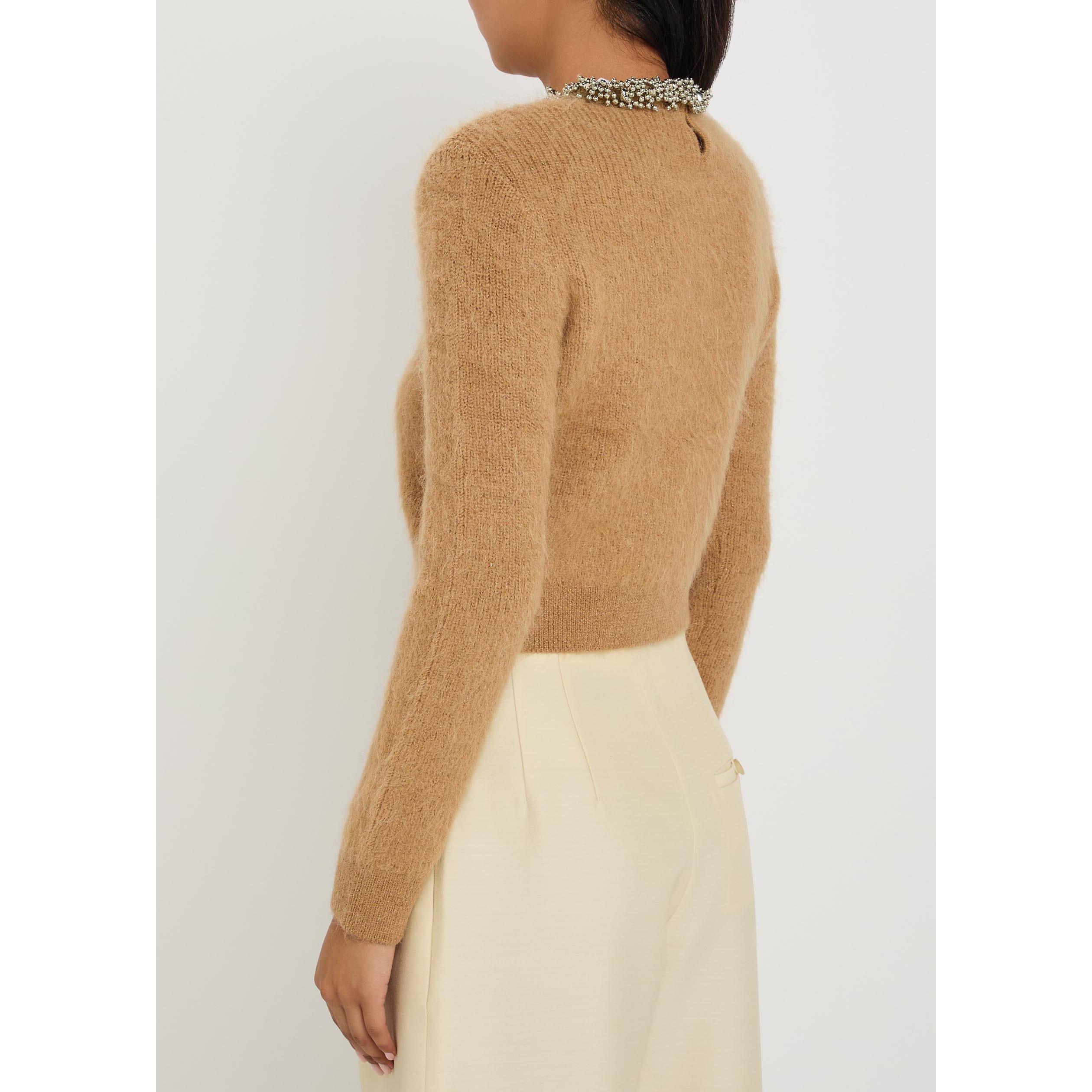 BROWN - Self Portrait - KN BROWN BEADED TRIM JUMPER - 3