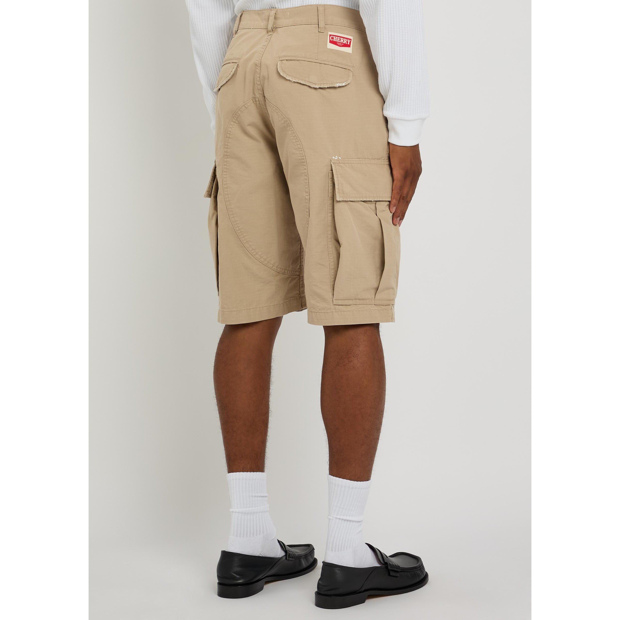 STONE - Cherry LA - Men's Wide-Leg Cotton Cargo Shorts - 3