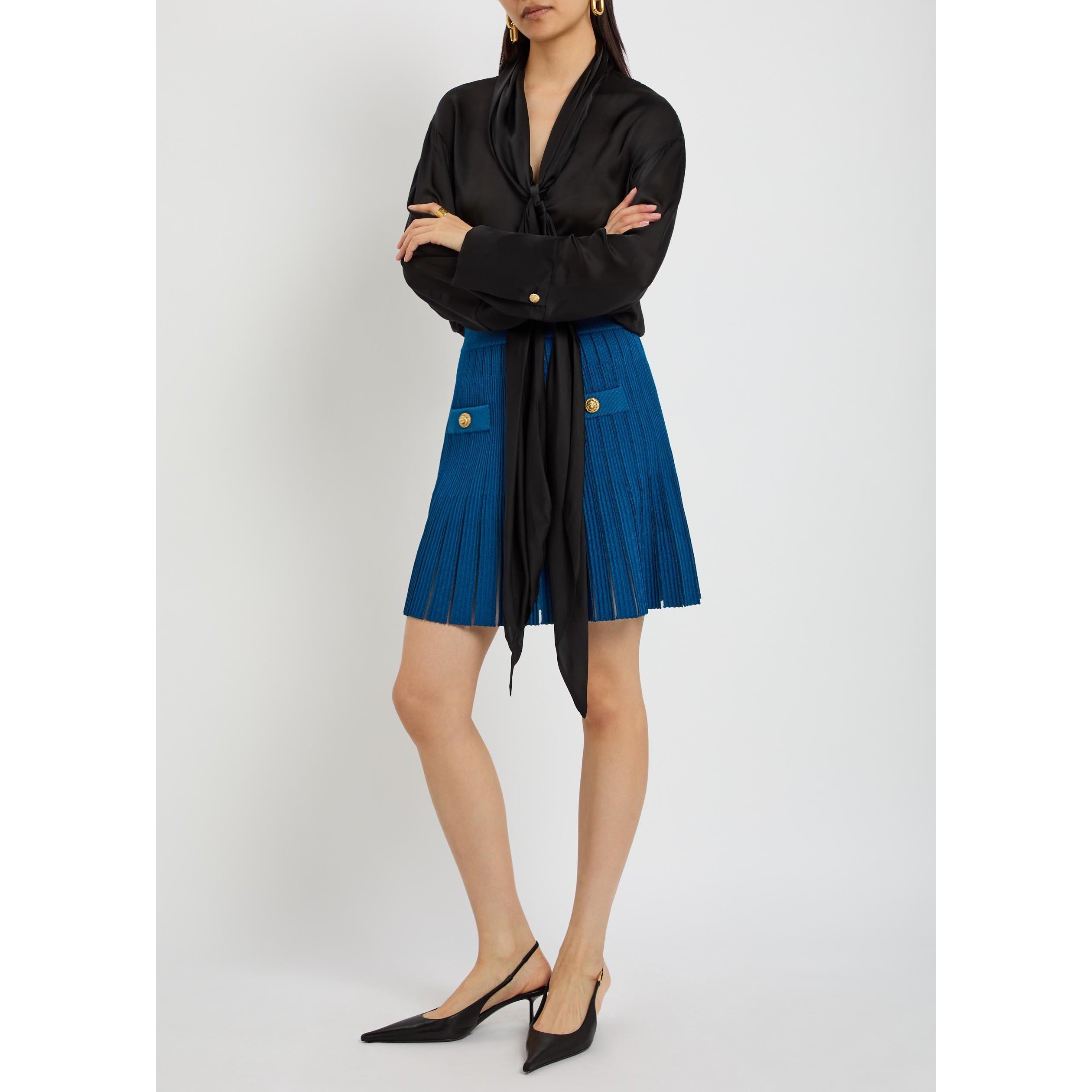 BLUE - Balmain - 2 PKTS VISCOSE KNIT FLARE SKIR - 5