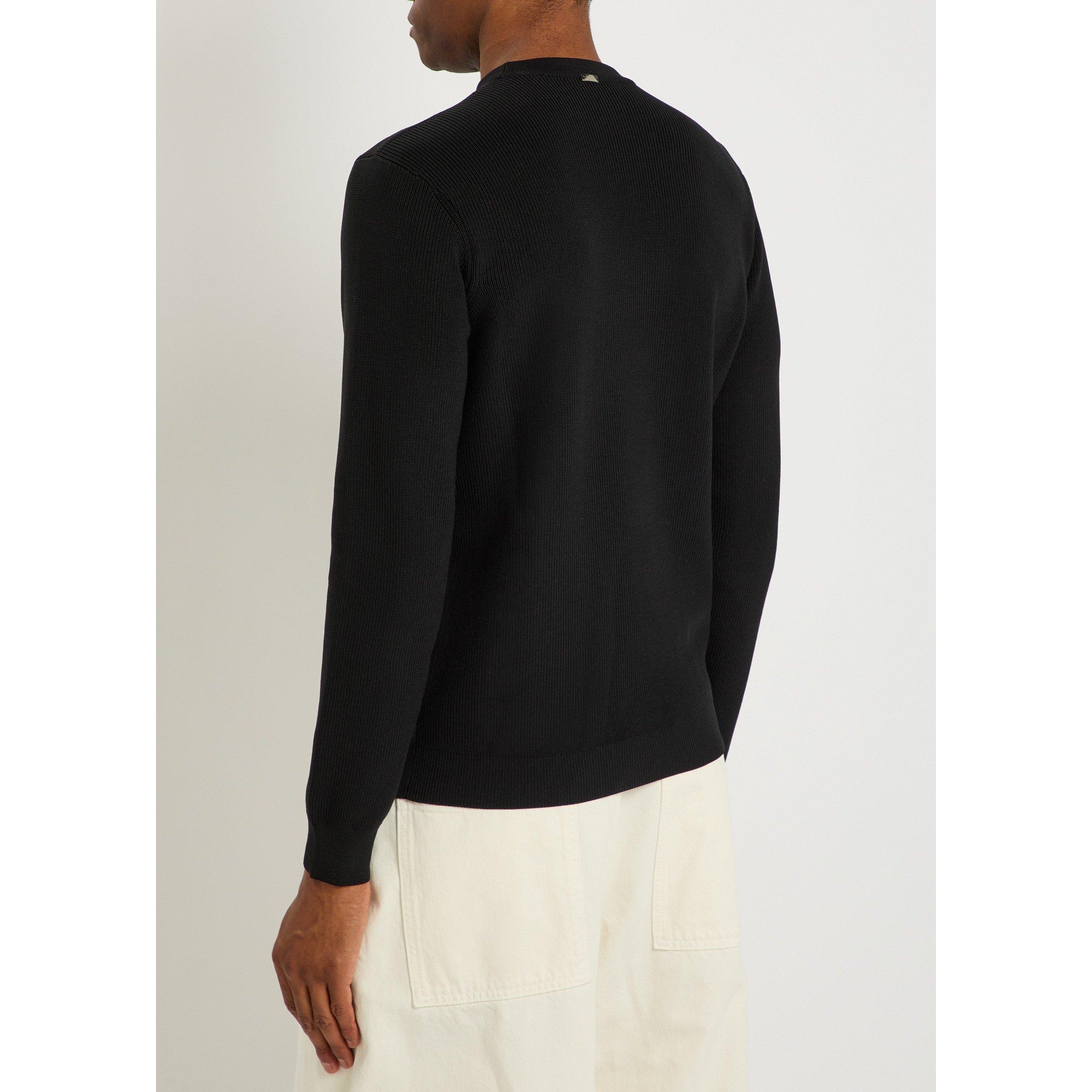 BLACK - Herno - Men's Textured Fine-Knit Crew-Neck Jumper - 3