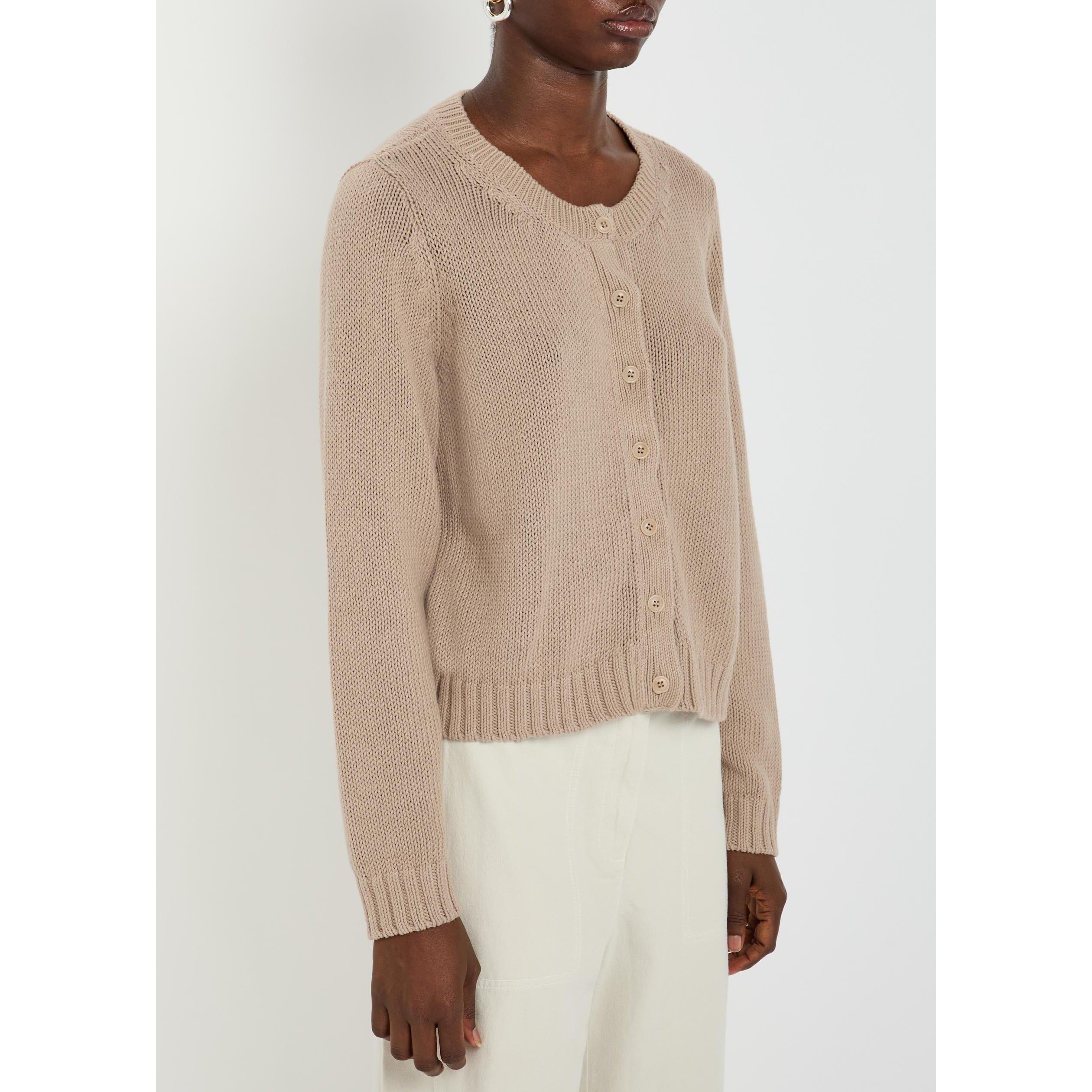 BEIGE - Eileen Fisher - Women's Cotton Crew-Neck Relaxed-Fit Cardigan - 2