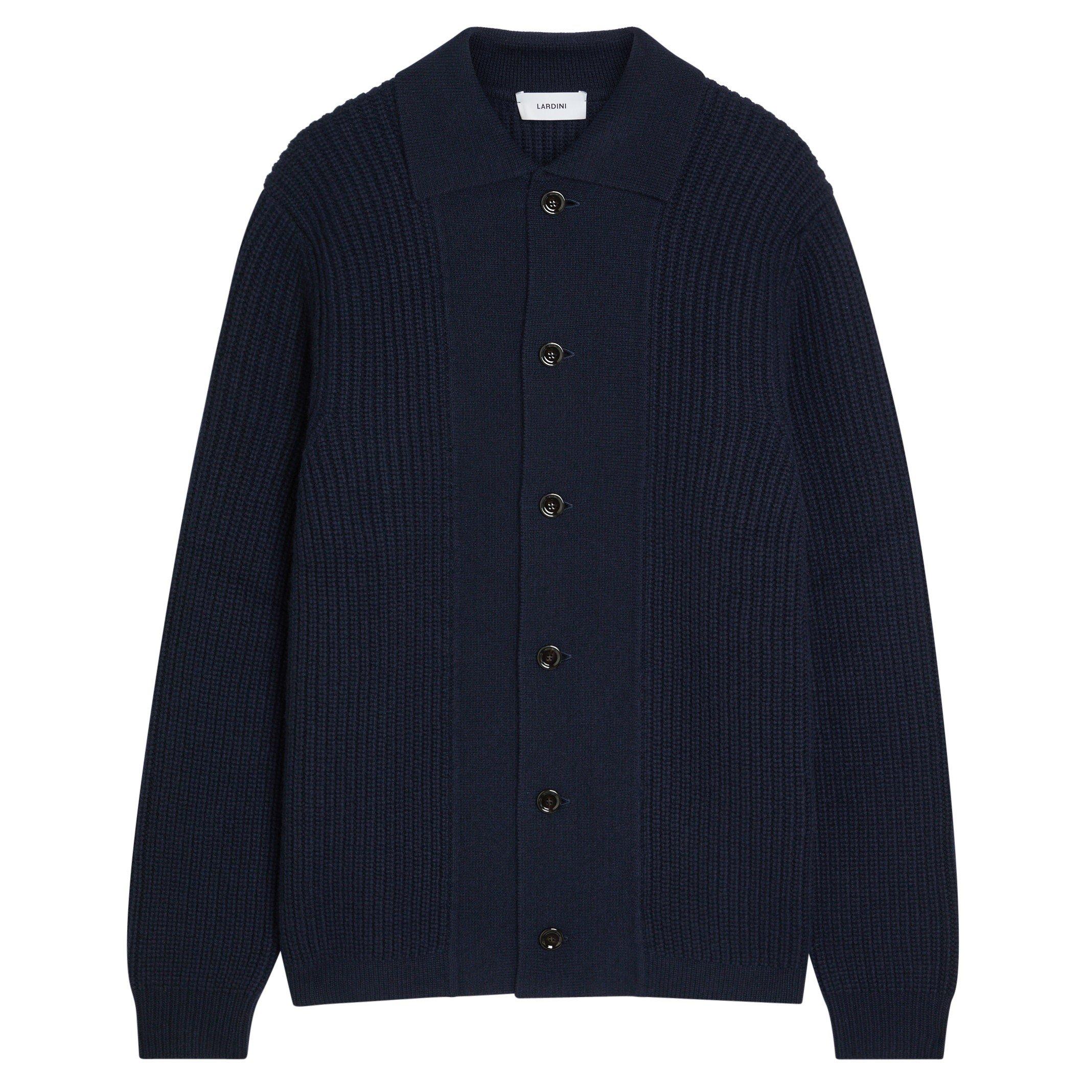 BLACK - Lardini - LAR COLLAR BUTTON CARDIGAN