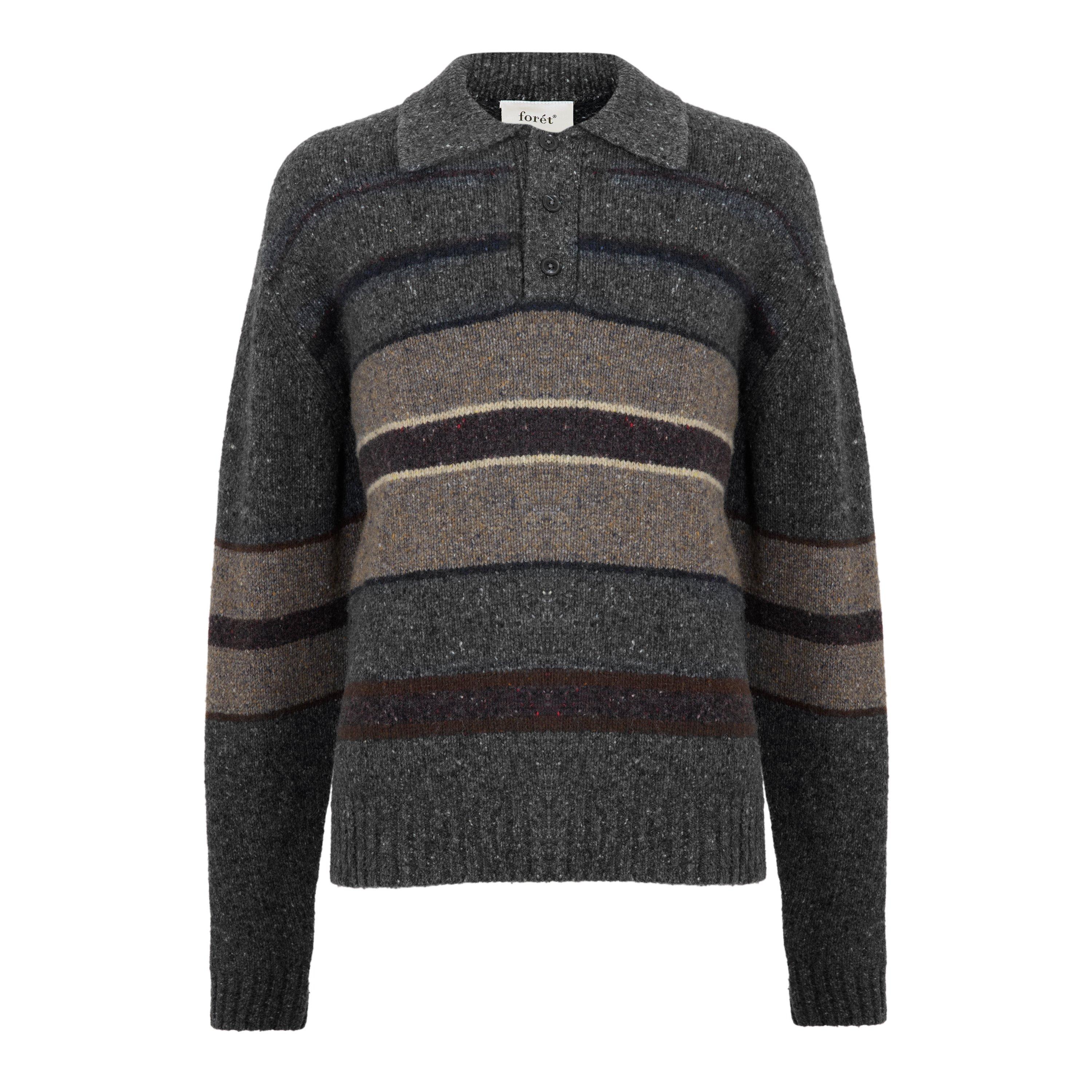 GREY AND OTHER - Foret - Men's Striped Wool Long-Sleeve Polo Shirt - 1