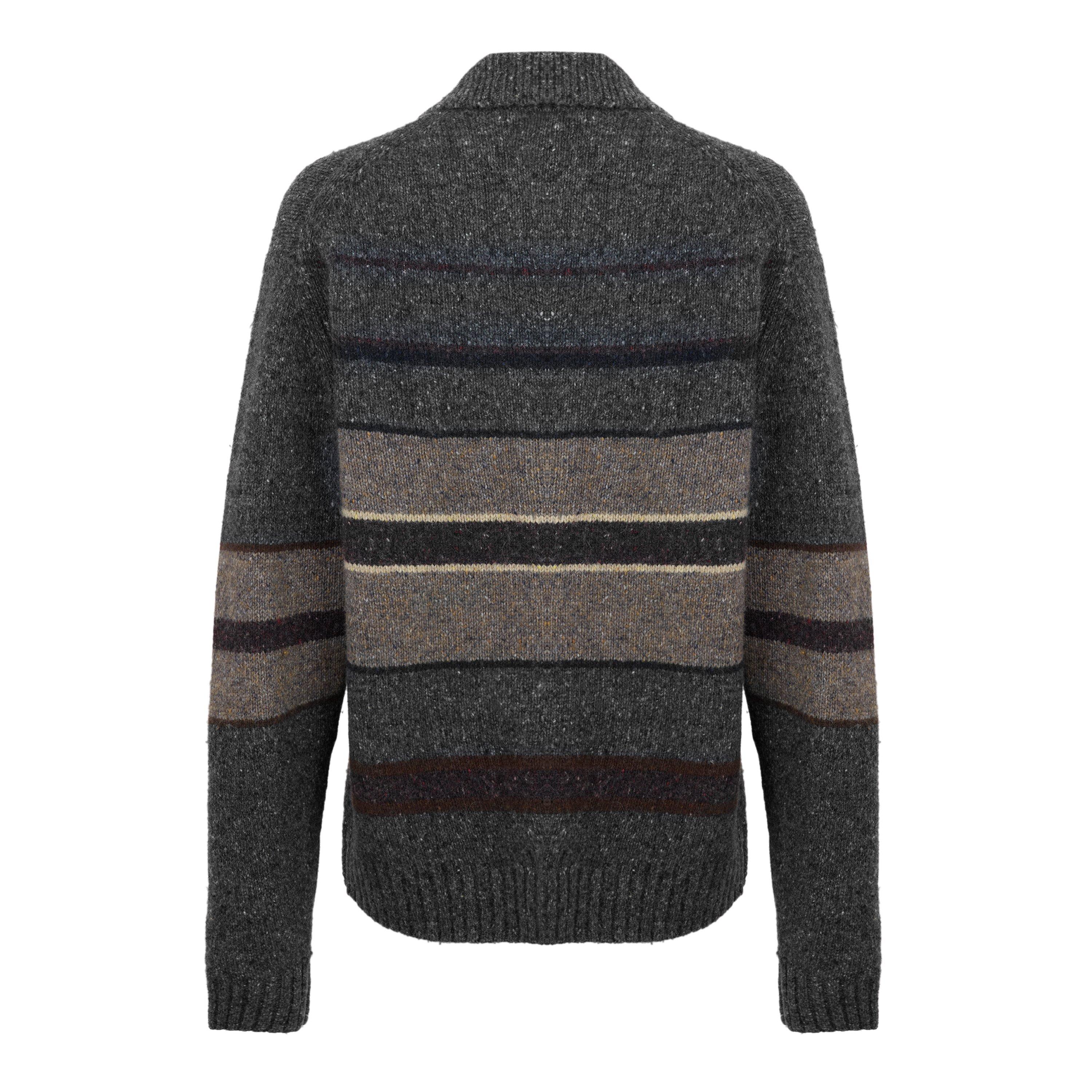 GREY AND OTHER - Foret - Men's Striped Wool Long-Sleeve Polo Shirt - 2