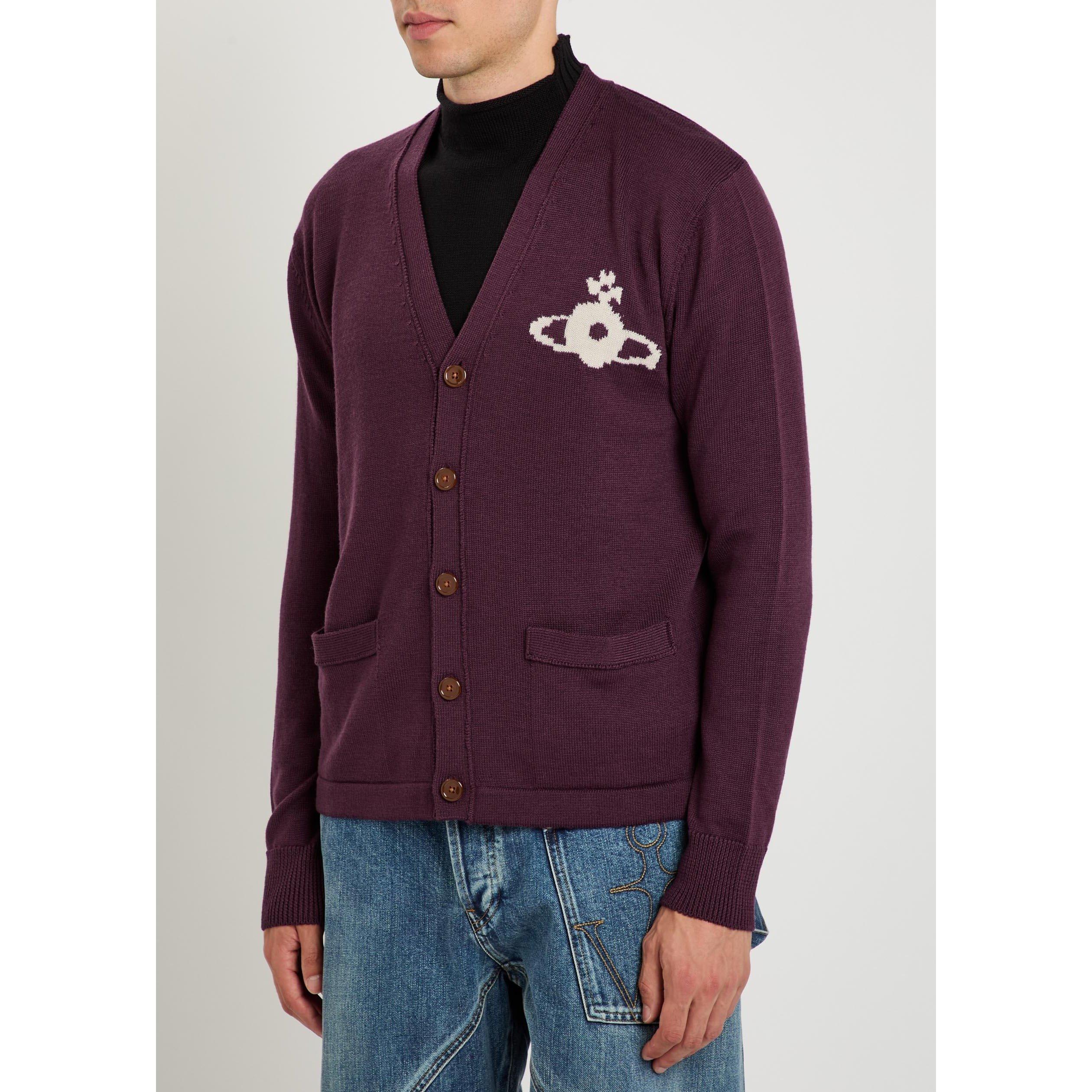 DARK RED - Vivienne Westwood - Men's Alex Wool Cardigan - 2