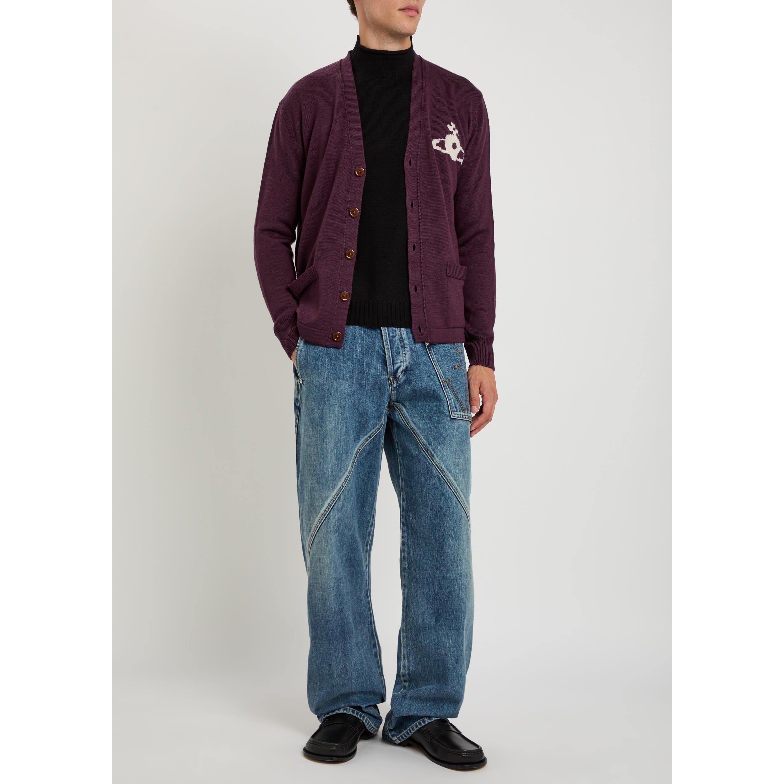 DARK RED - Vivienne Westwood - Men's Alex Wool Cardigan - 5