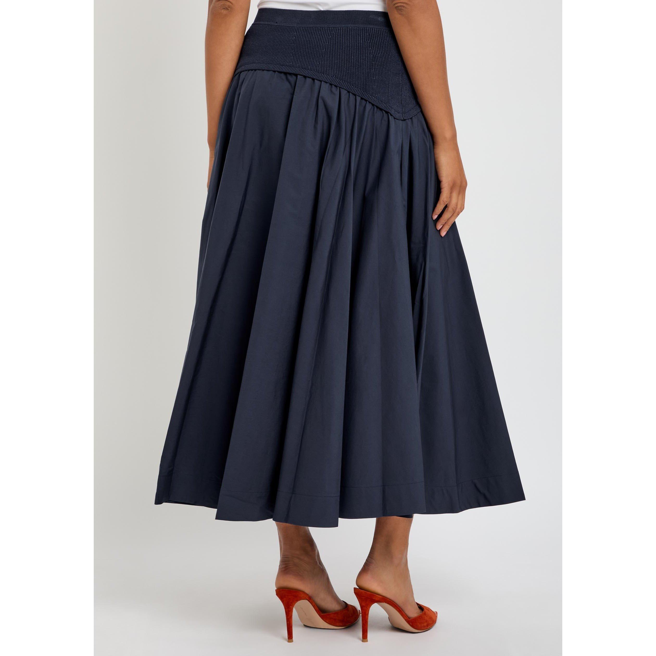 NAVY - Jonathan Simkhai - Women's Ovie Cotton Pleated Midi Skirt - 3