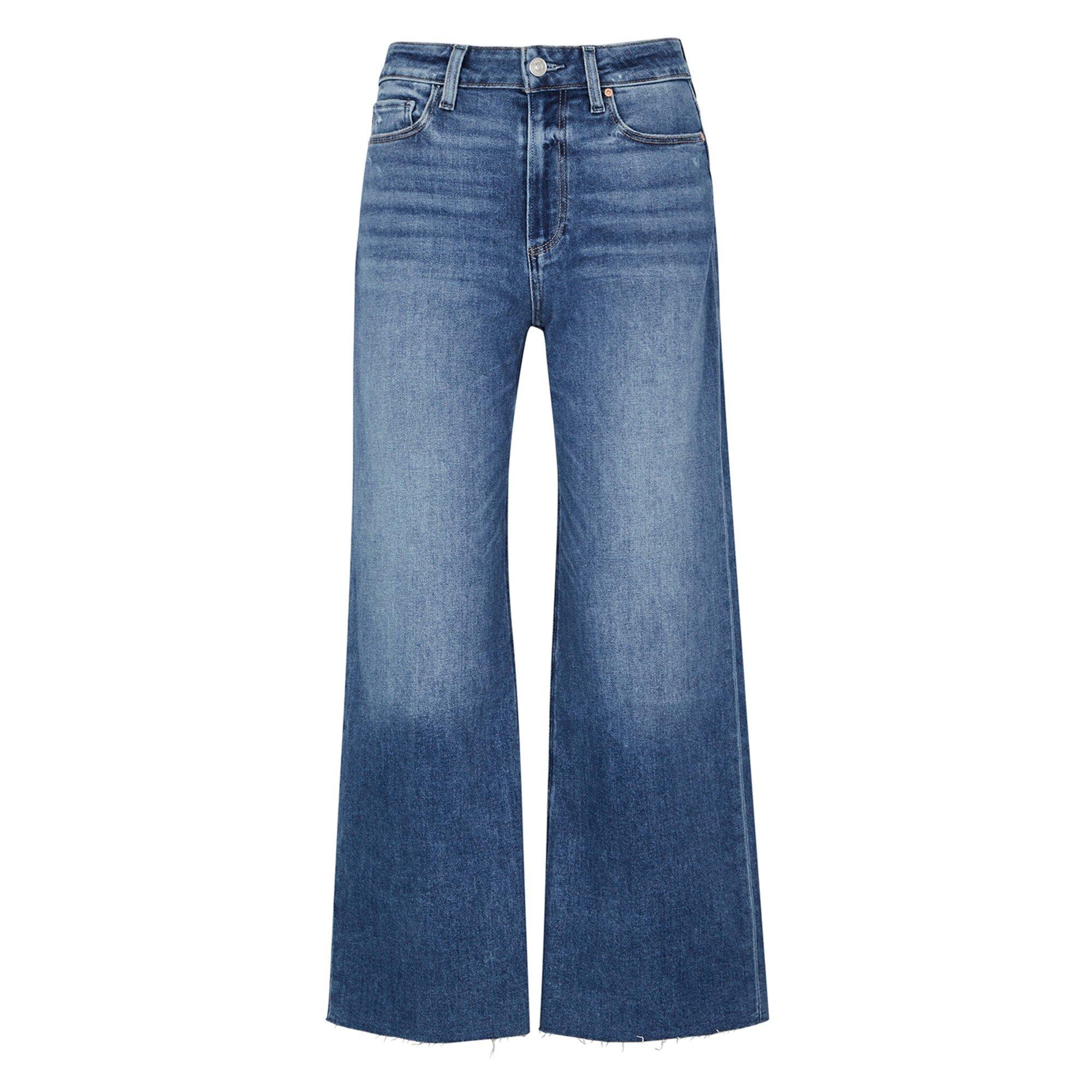 BLUE - Paige - Women's Anessa Raw Hem Cotton Wide-Leg Jeans - 1