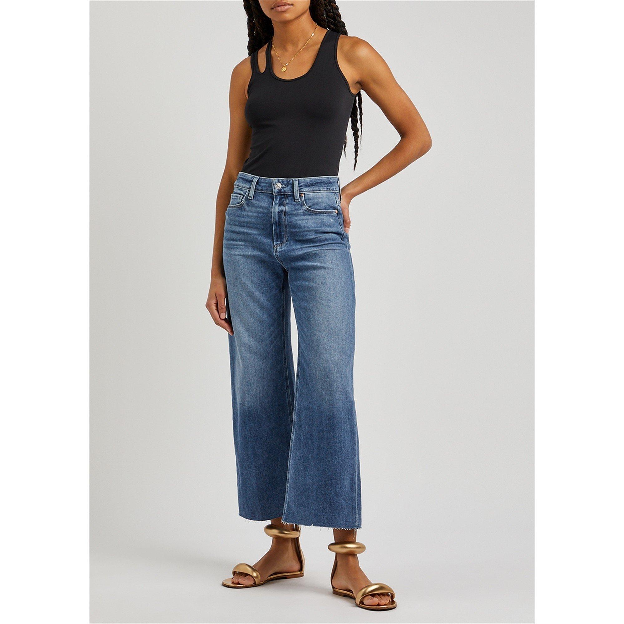 BLUE - Paige - Women's Anessa Raw Hem Cotton Wide-Leg Jeans - 5