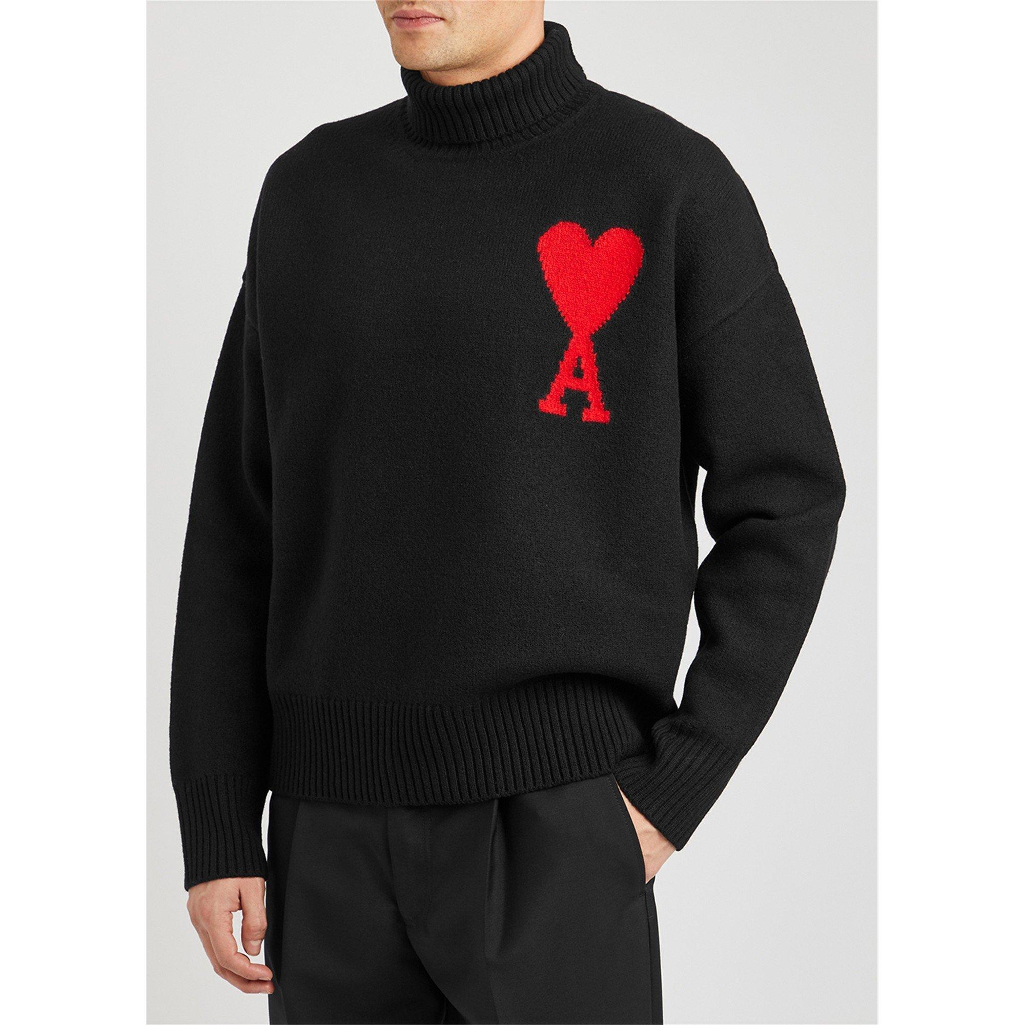BLACK AND RED - AMI Paris - AMI BIG ADC ROLL NECK - 2