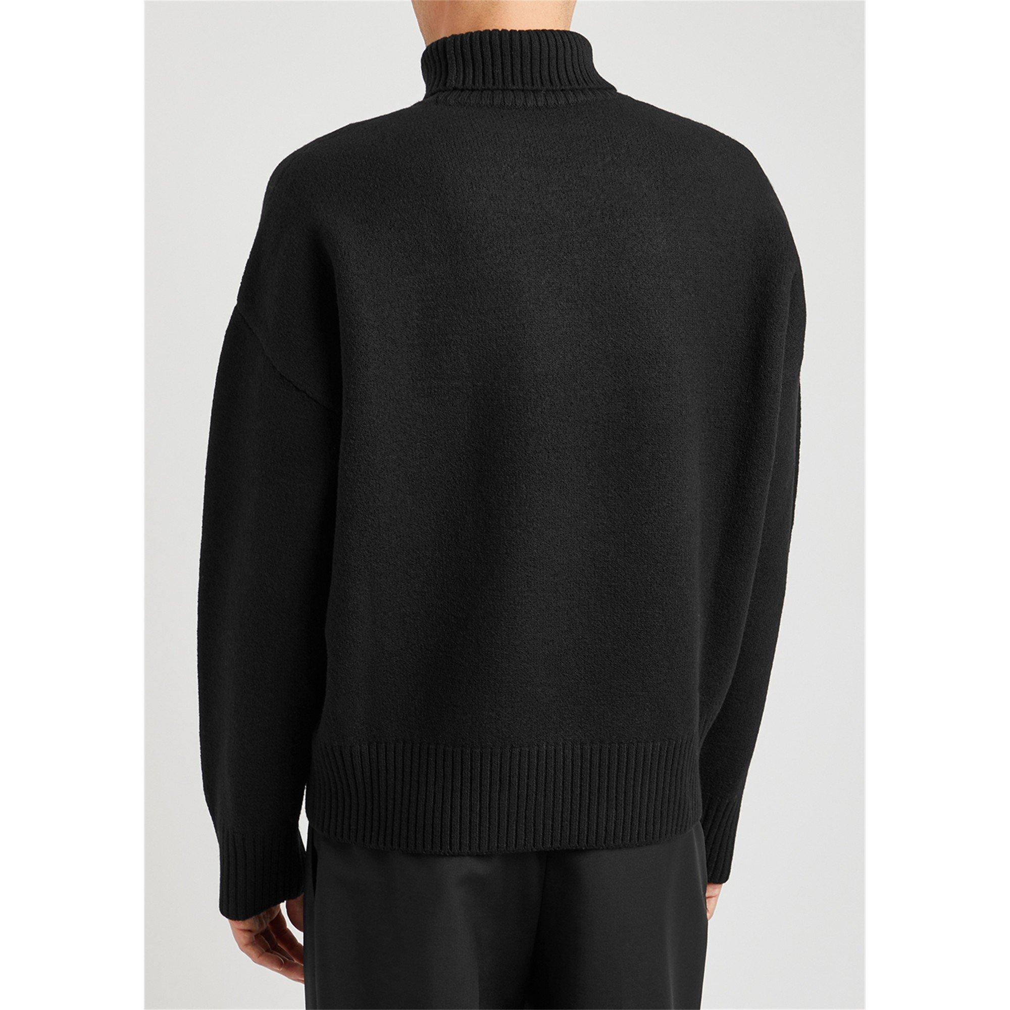 BLACK AND RED - AMI Paris - AMI BIG ADC ROLL NECK - 3