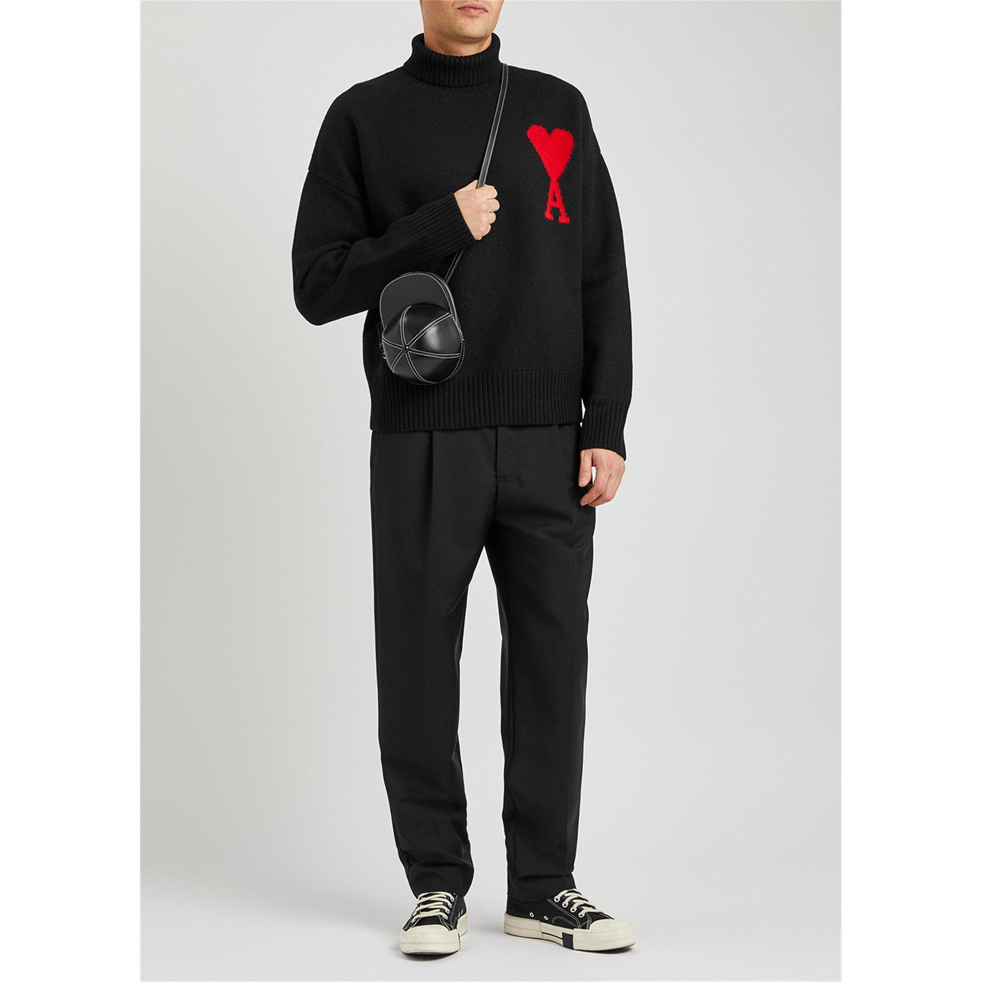 BLACK AND RED - AMI Paris - AMI BIG ADC ROLL NECK - 5