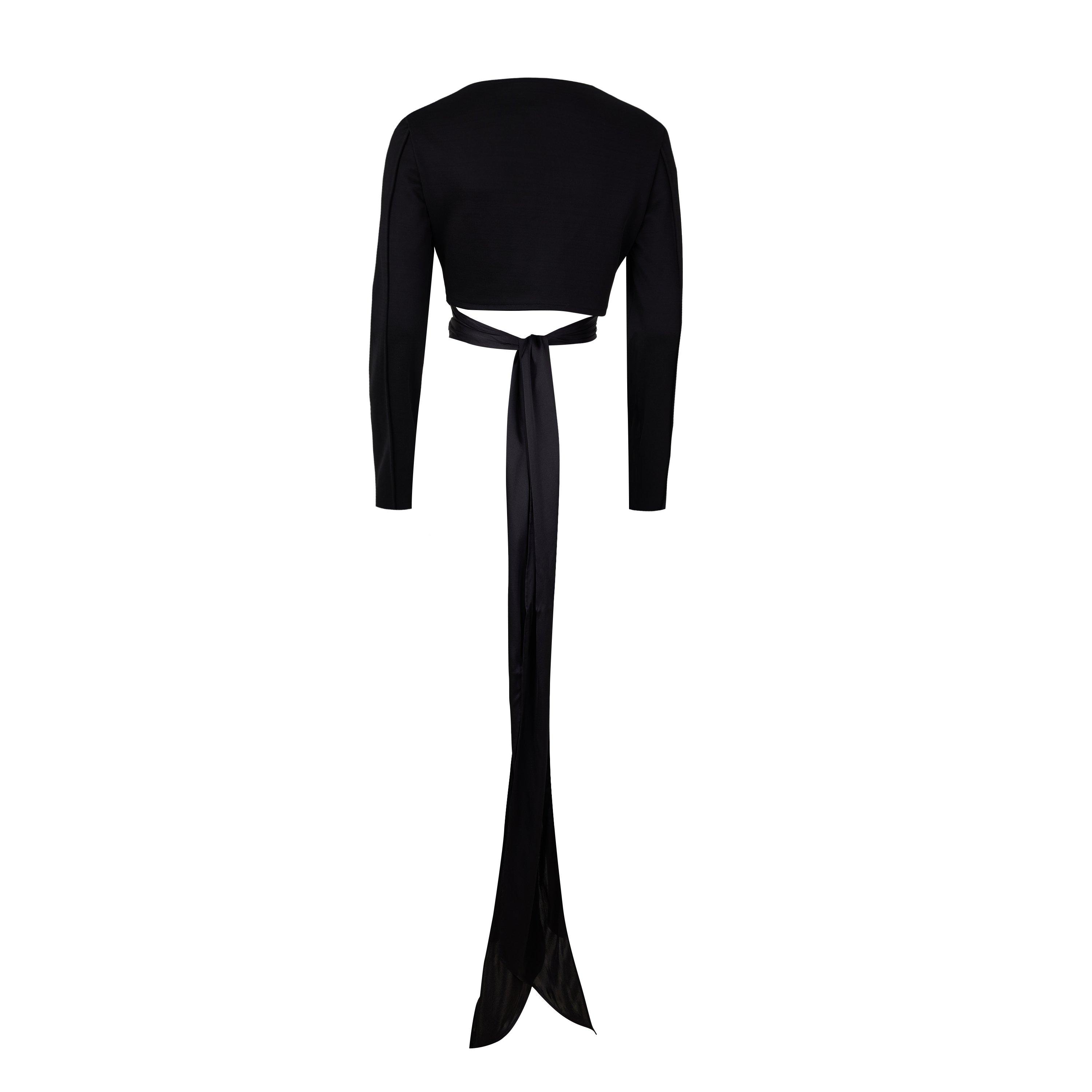 BLACK - BEVZA - Women's T Slim-Fit Long-Sleeve Wrap Top - 2