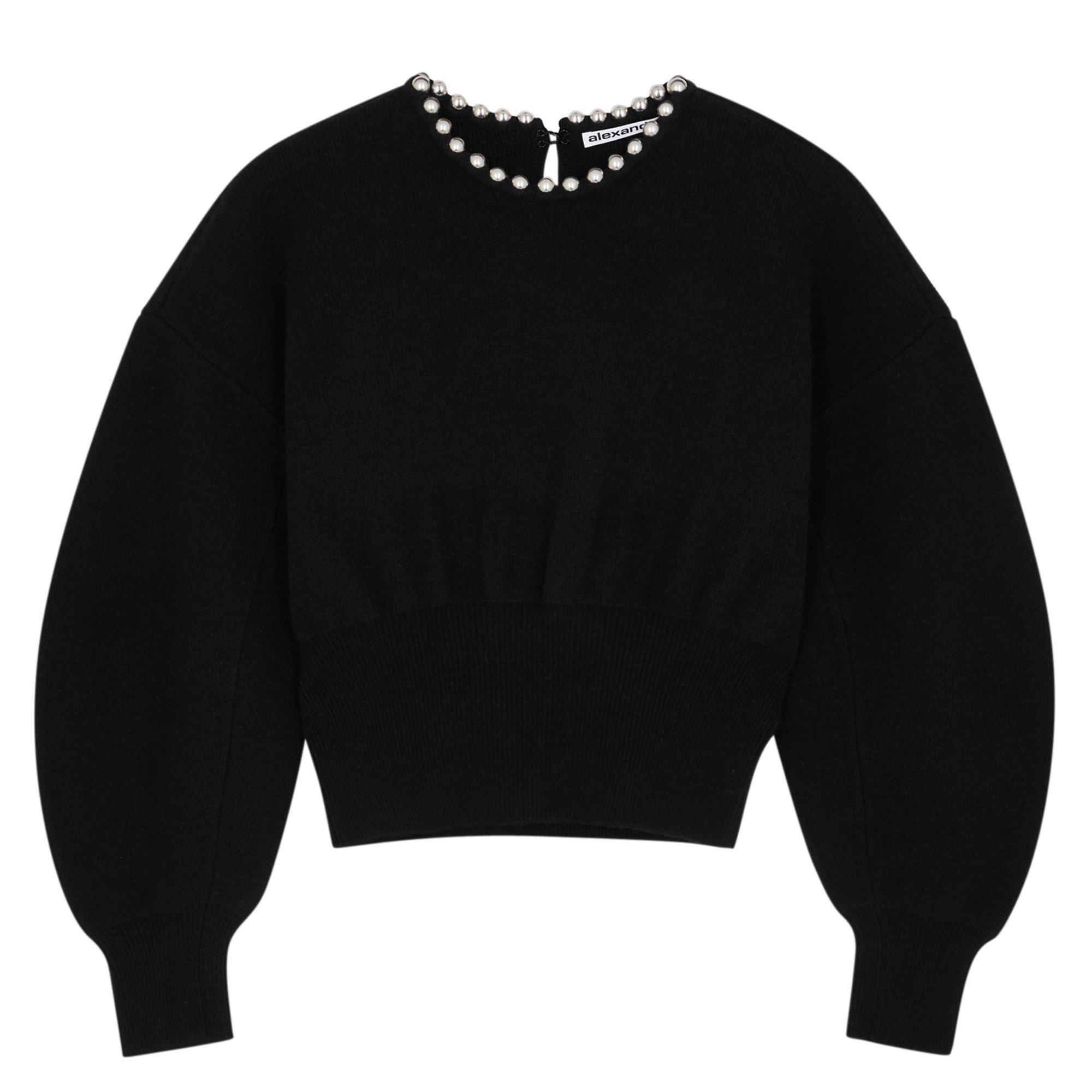 BLACK - Alexander Wang - KN PULLOVER WITH BALL CHAIN - 1