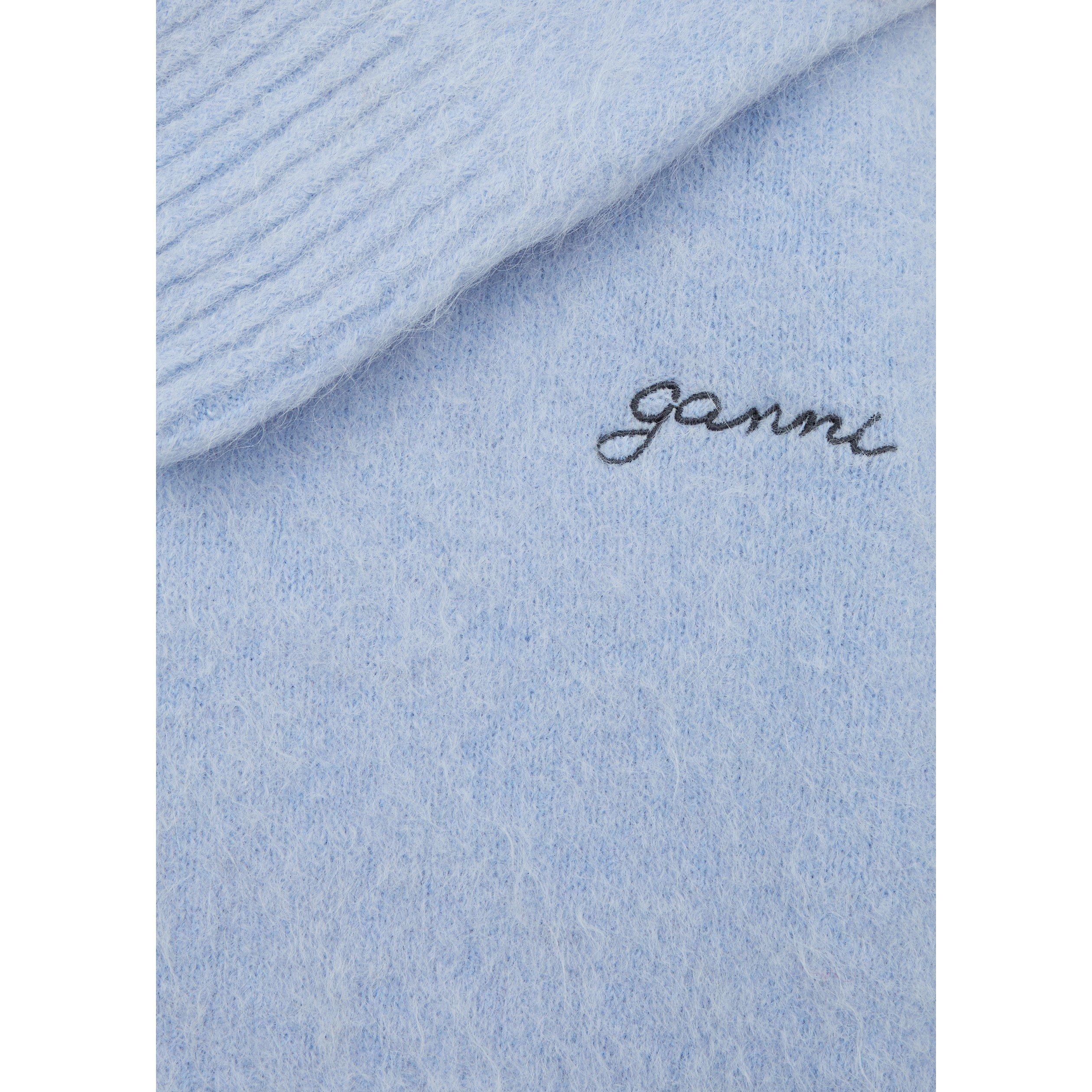 LIGHT BLUE - Ganni - Women's Brushed Alpaca Crew-Neck Jumper - 4