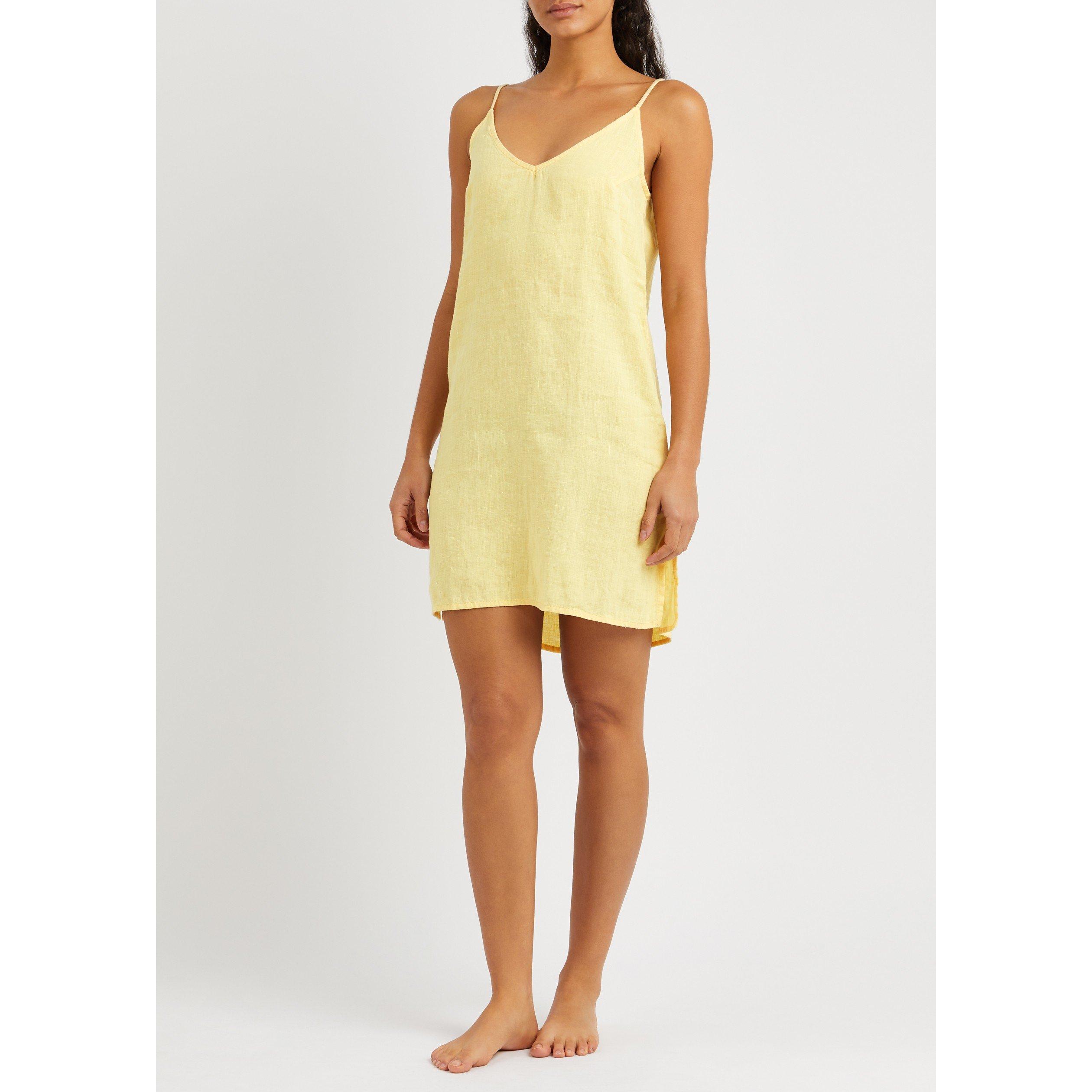 YELLOW - Desmond and Dempsey - ND PLAIN LINEN SHRTSLP NIGHTIE - 5