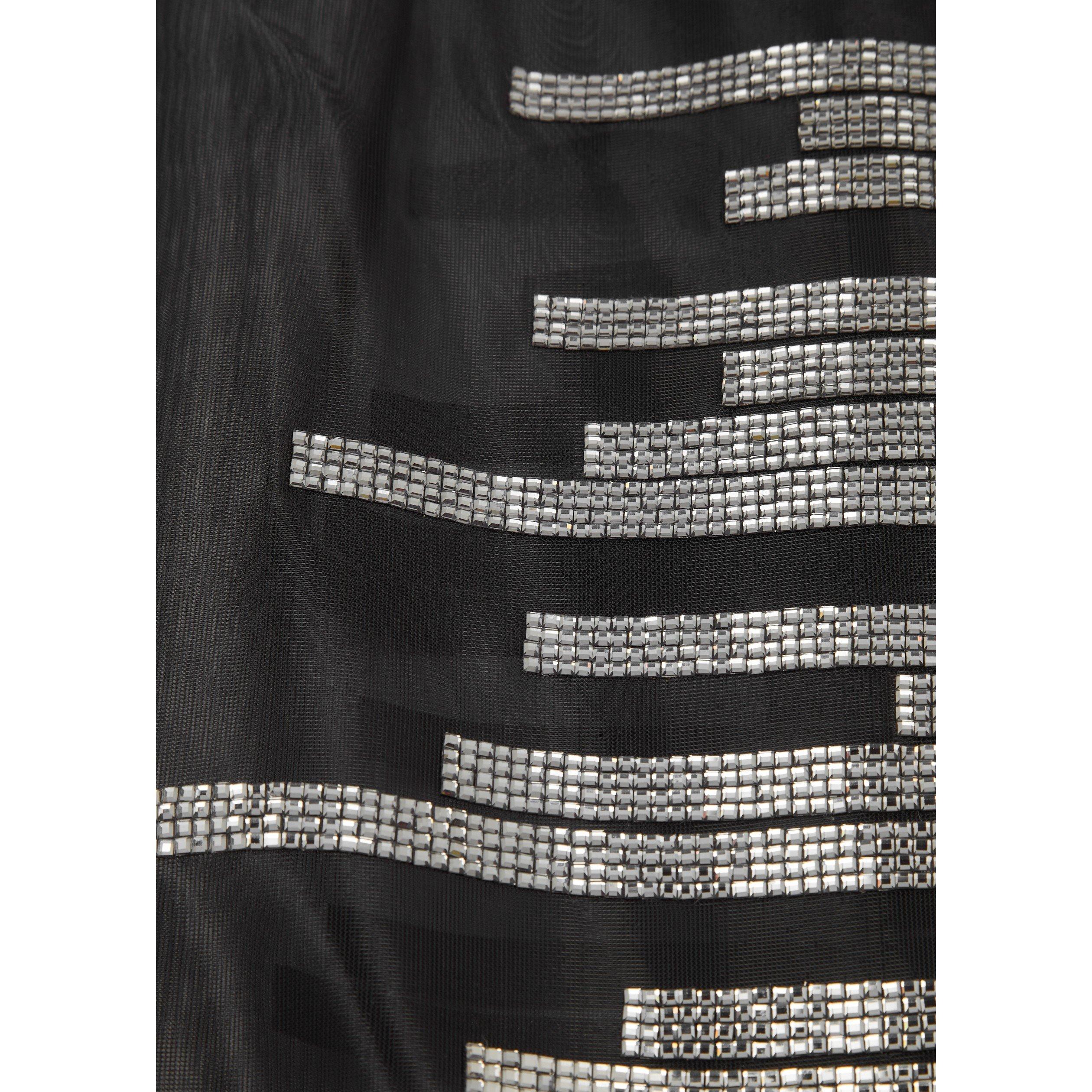 BLACK - Nue Studio - Women's Pixel Embellished Sheer Midi Skirt - 4