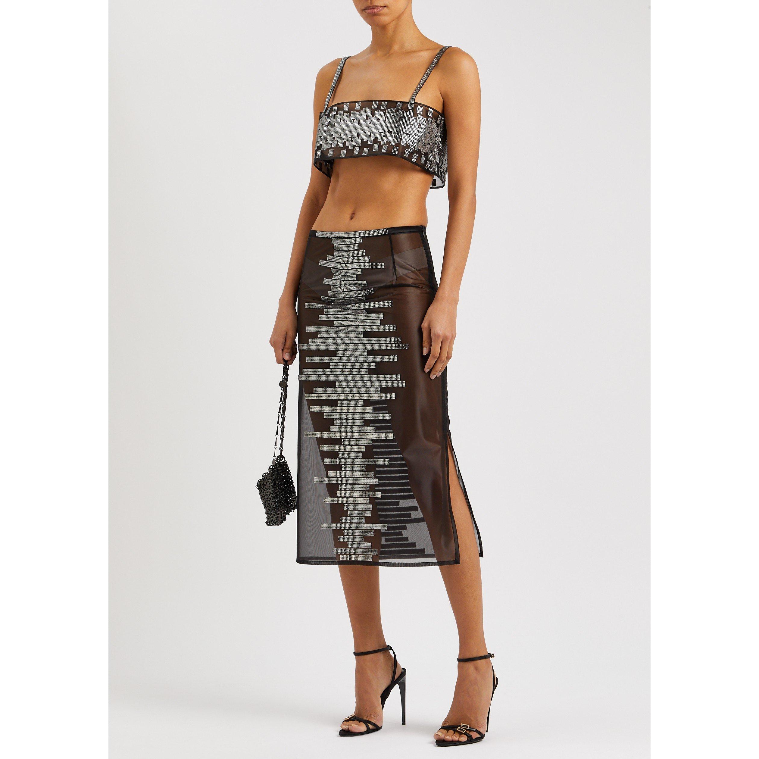 BLACK - Nue Studio - Women's Pixel Embellished Sheer Midi Skirt - 5