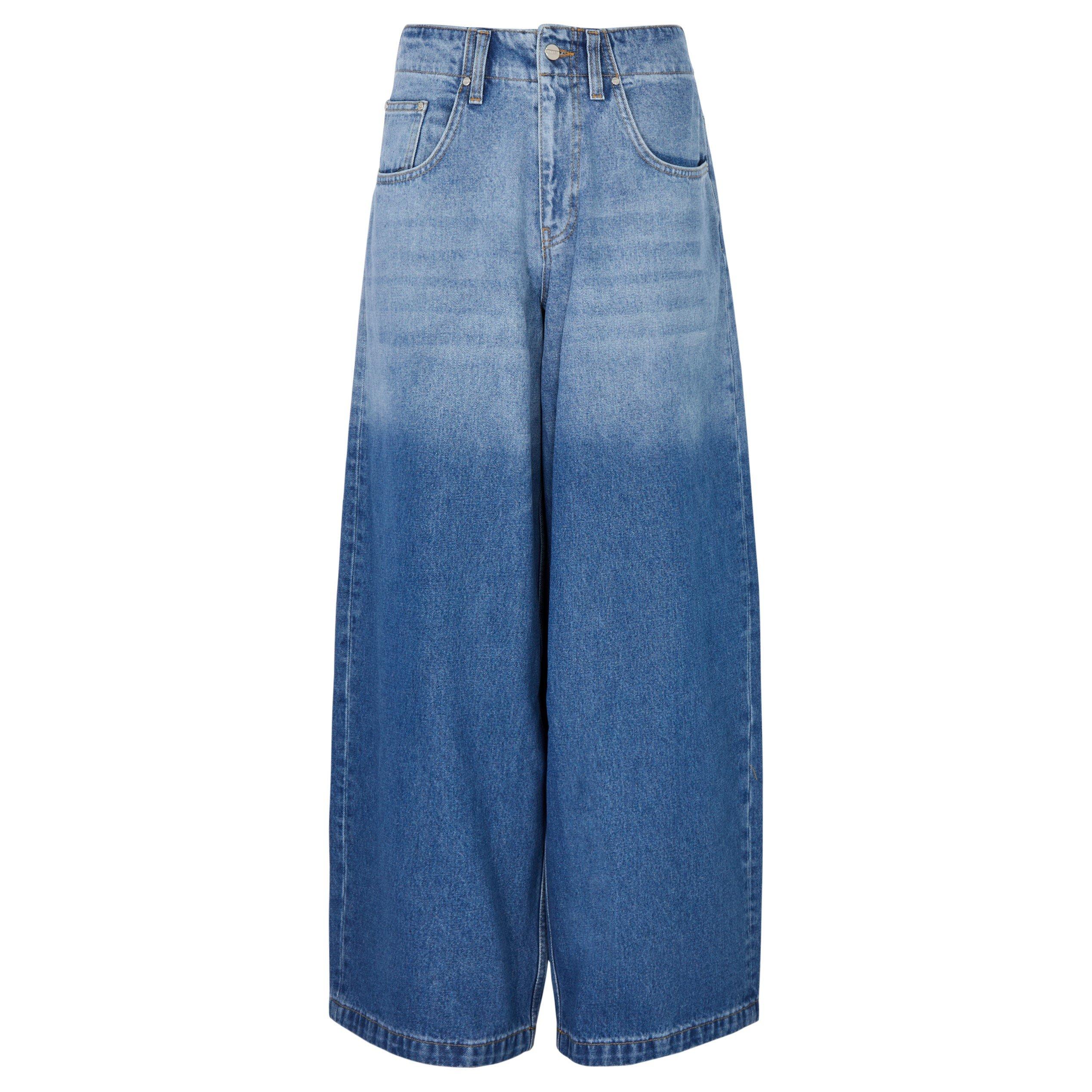 BLUE - Dion Lee - Women's Faded Baggy Cotton Wide-Leg Jeans - 1