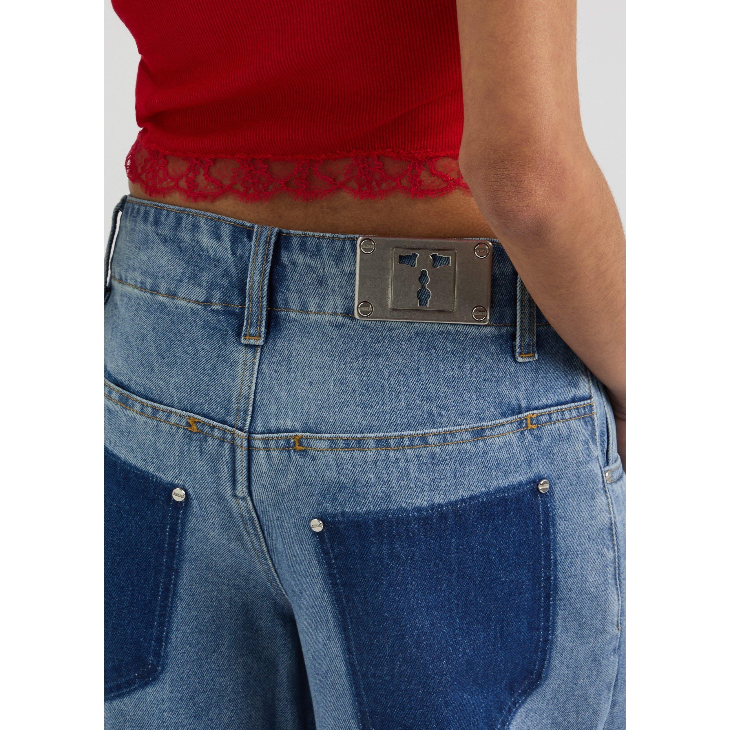 BLUE - Dion Lee - Women's Faded Baggy Cotton Wide-Leg Jeans - 4