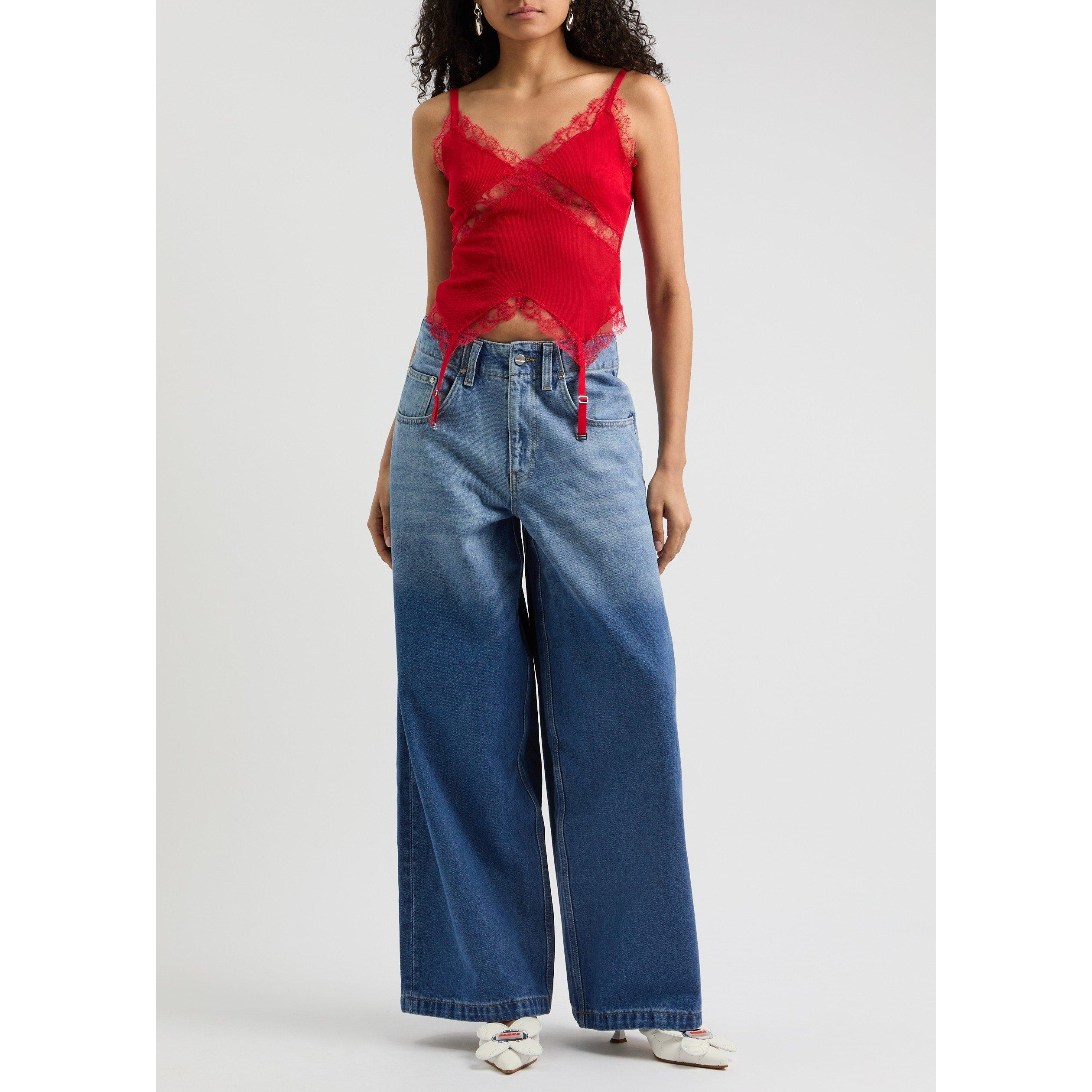 BLUE - Dion Lee - Women's Faded Baggy Cotton Wide-Leg Jeans - 5