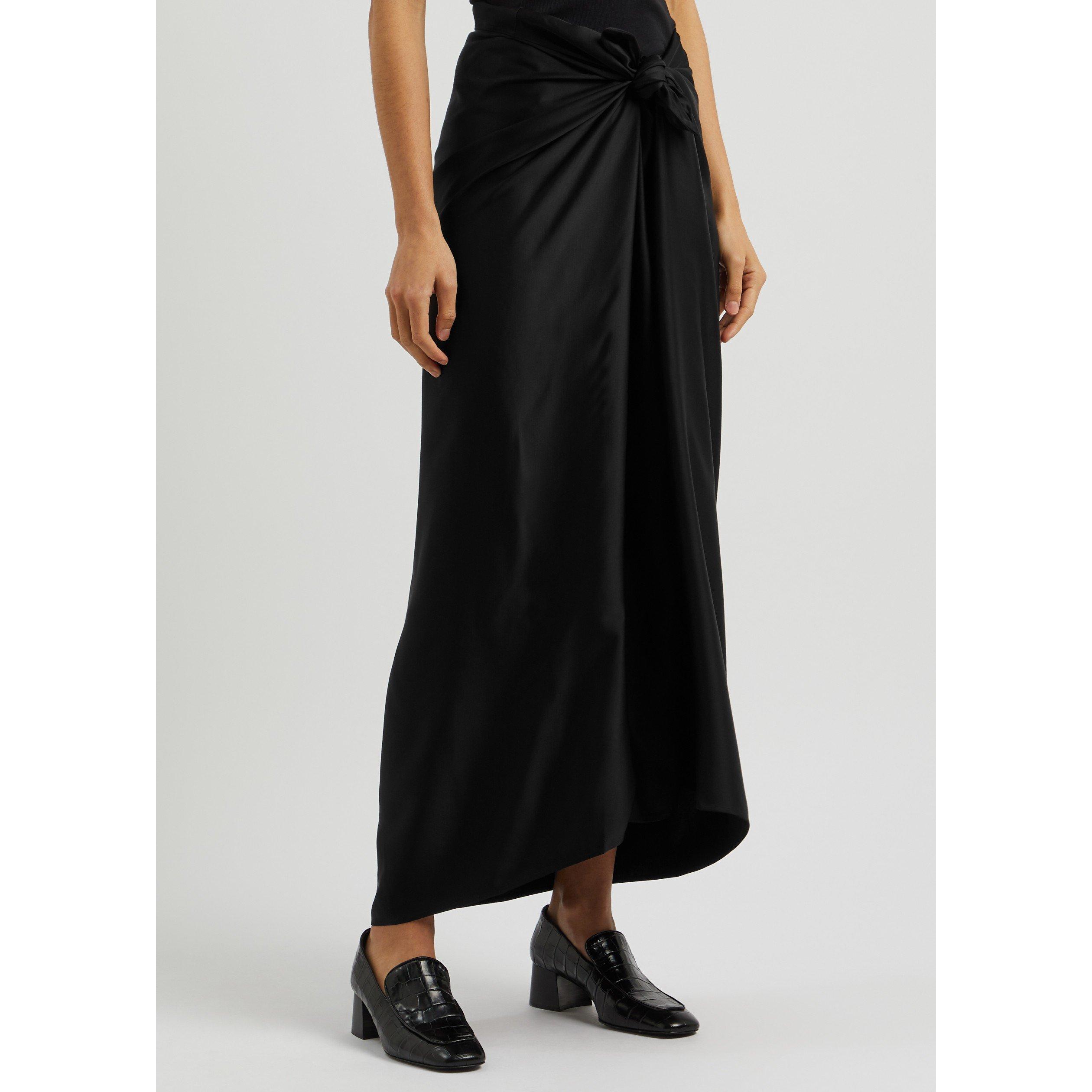 BLACK - Toteme - SATIN KNOT LONG SKIRT - 2