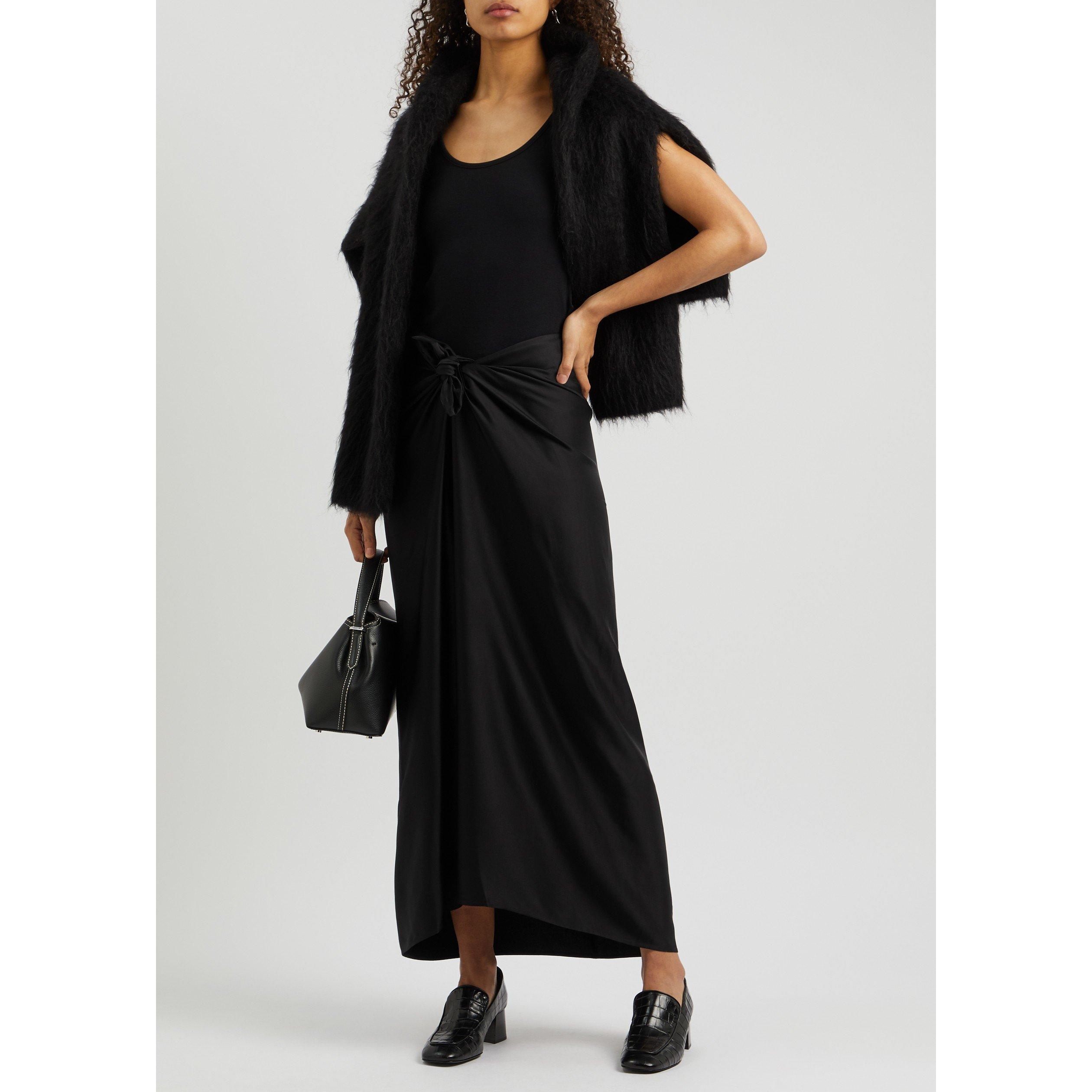 BLACK - Toteme - SATIN KNOT LONG SKIRT - 5