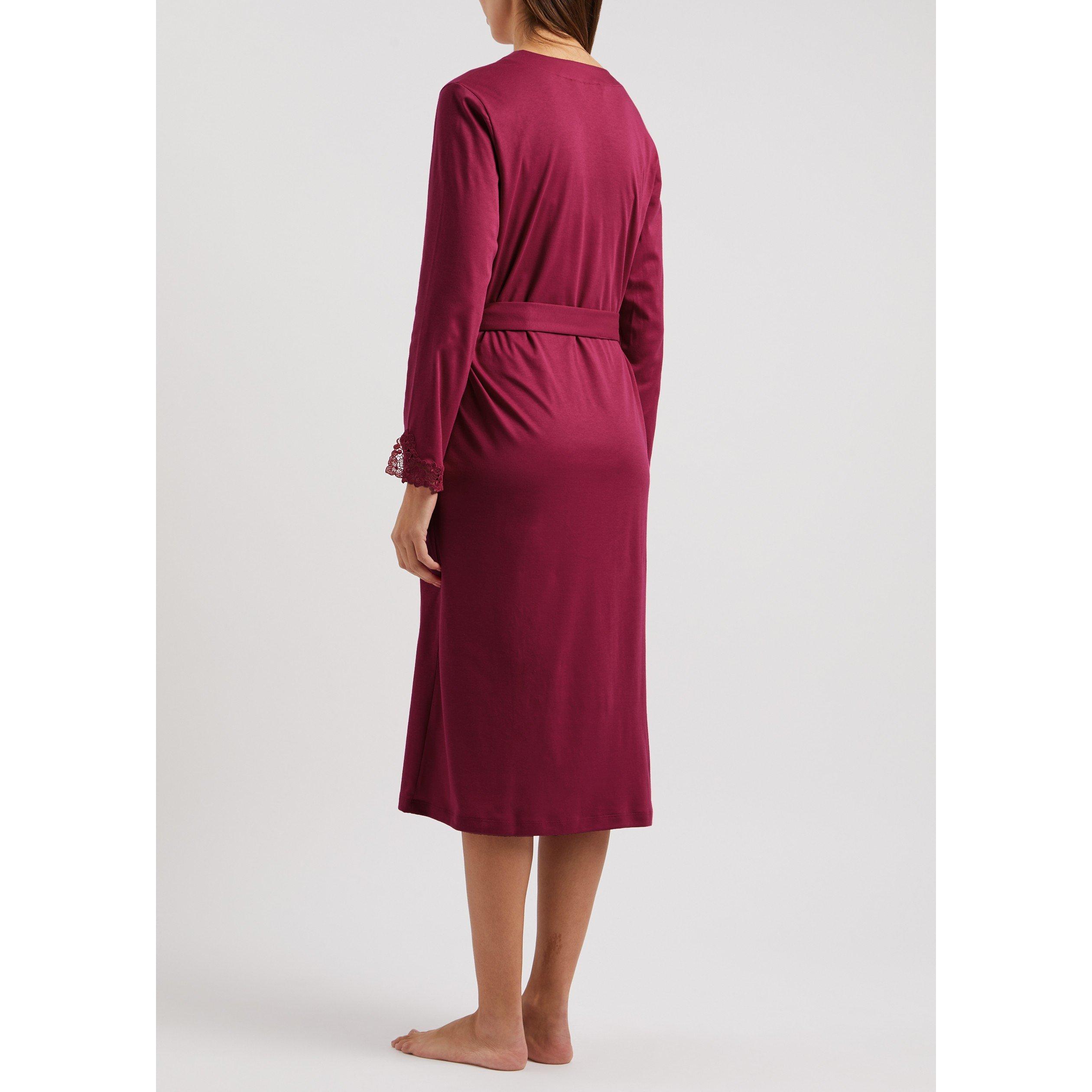 FUCHSIA - Hanro - Women's Michelle Short Cotton Bathrobe - 3