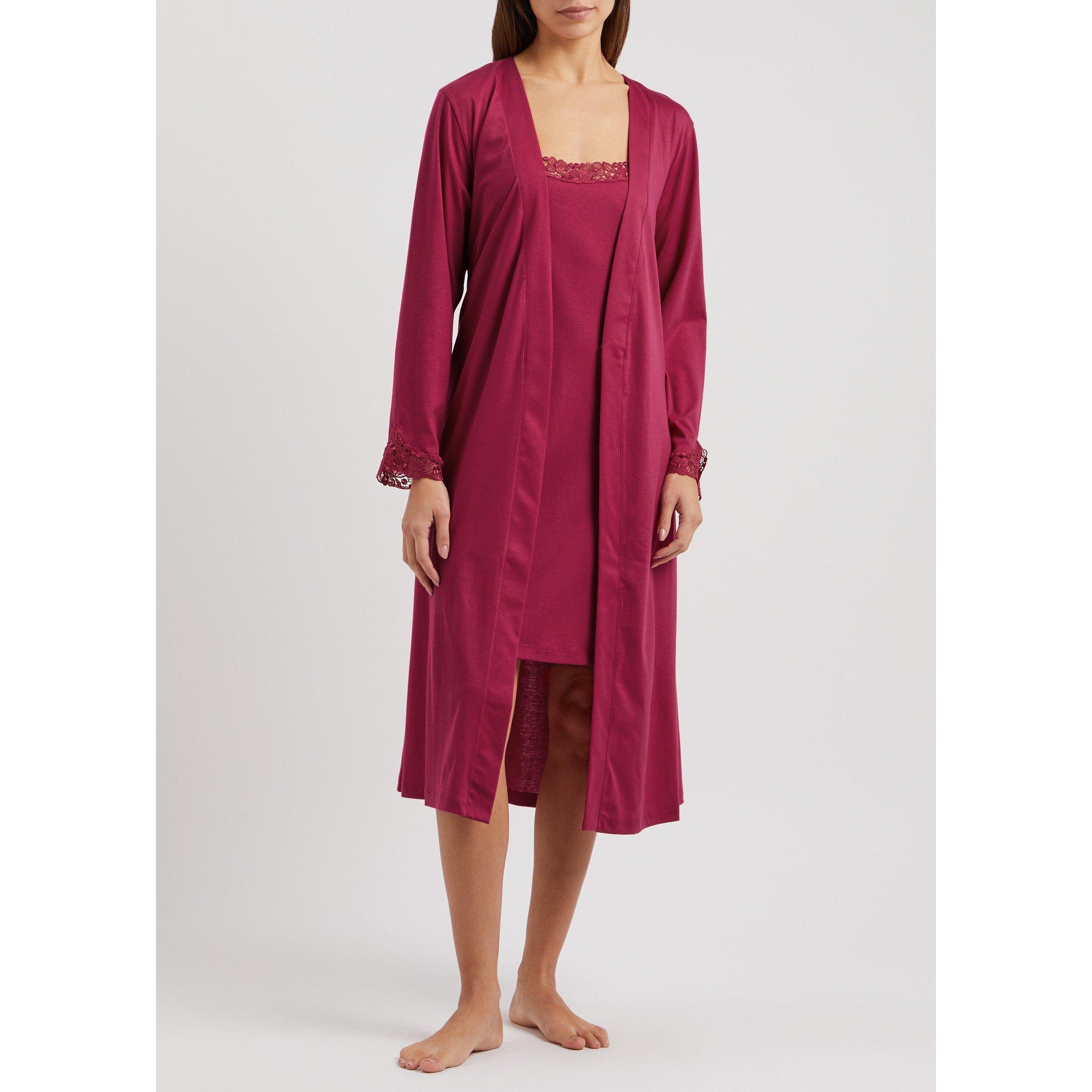 FUCHSIA - Hanro - Women's Michelle Short Cotton Bathrobe - 5