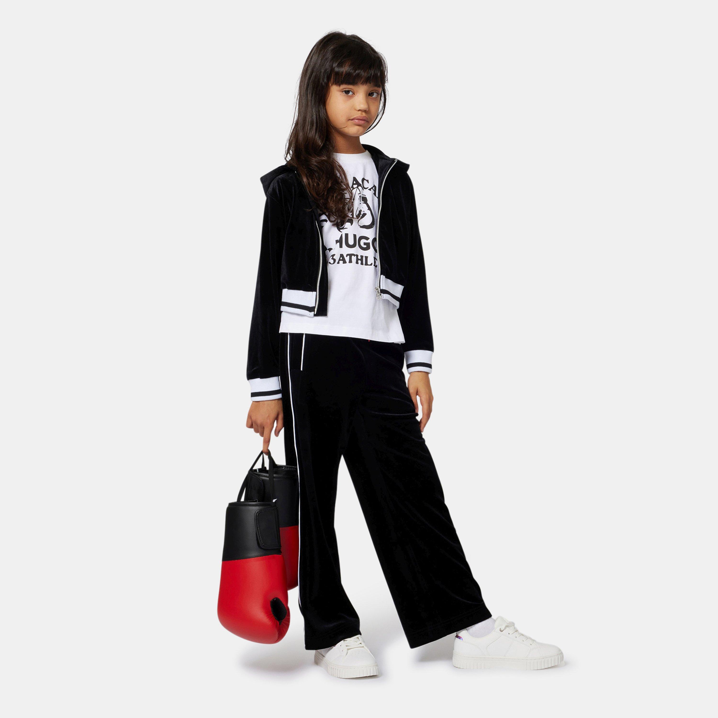 Black 09B - Hugo - Kids Open Hem Fleece Jogging Bottoms - 4