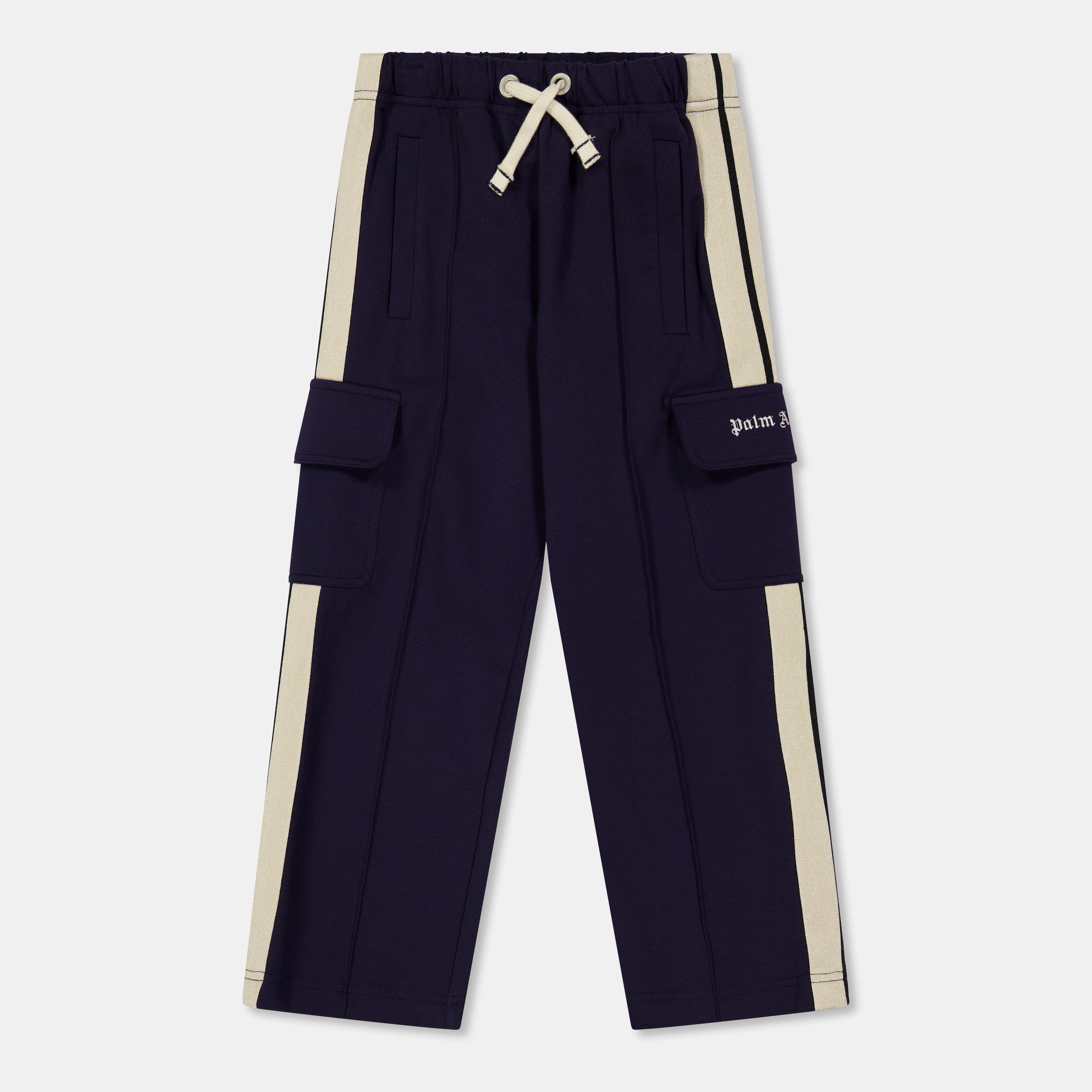 Navy 4603 - Palm Angels - Unisex Kids' Open Bottom Fleece Relaxed Fit Joggers - 1