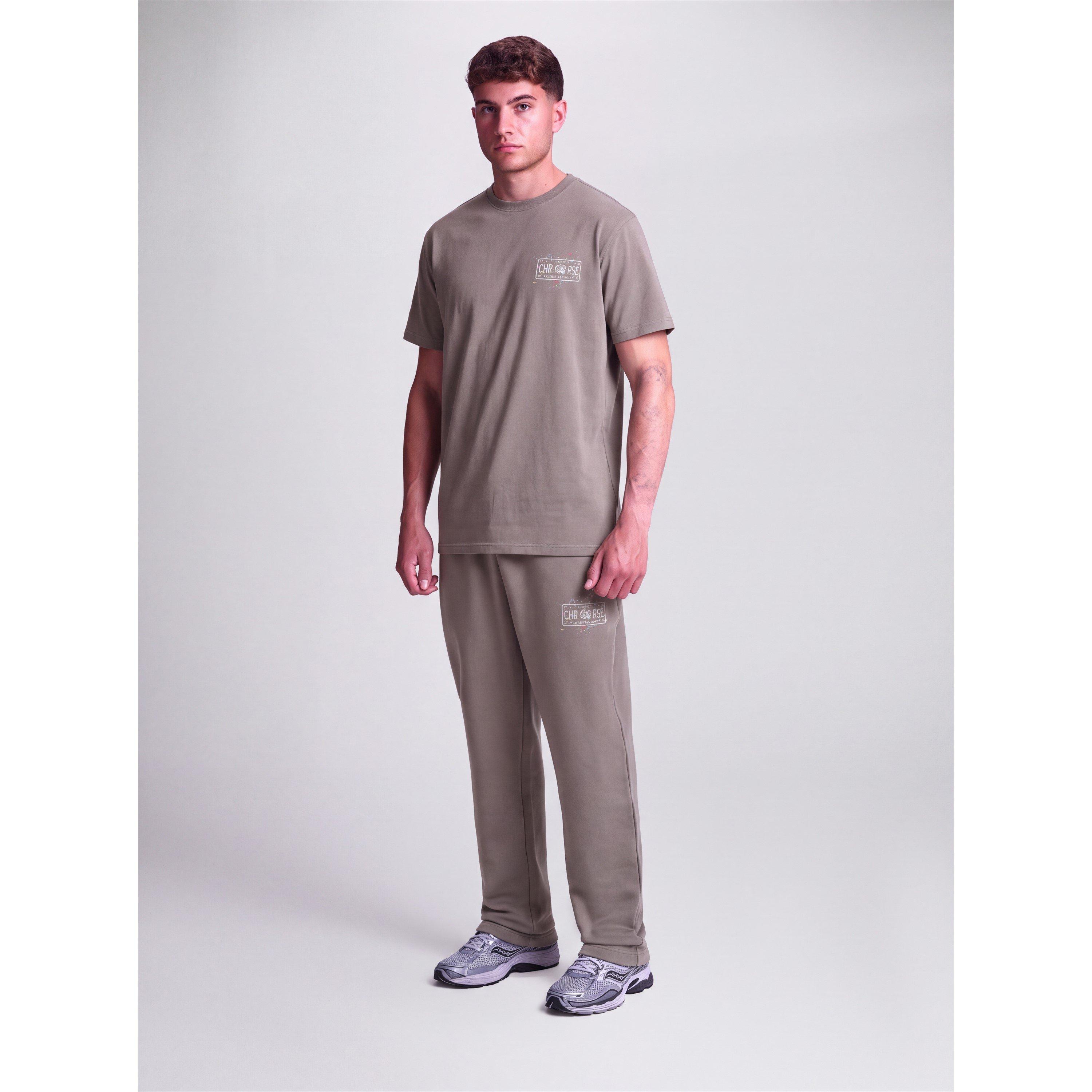 Grey - Christian Rose - Men's Left Pocket Paint Splat Cotton Joggers - 3