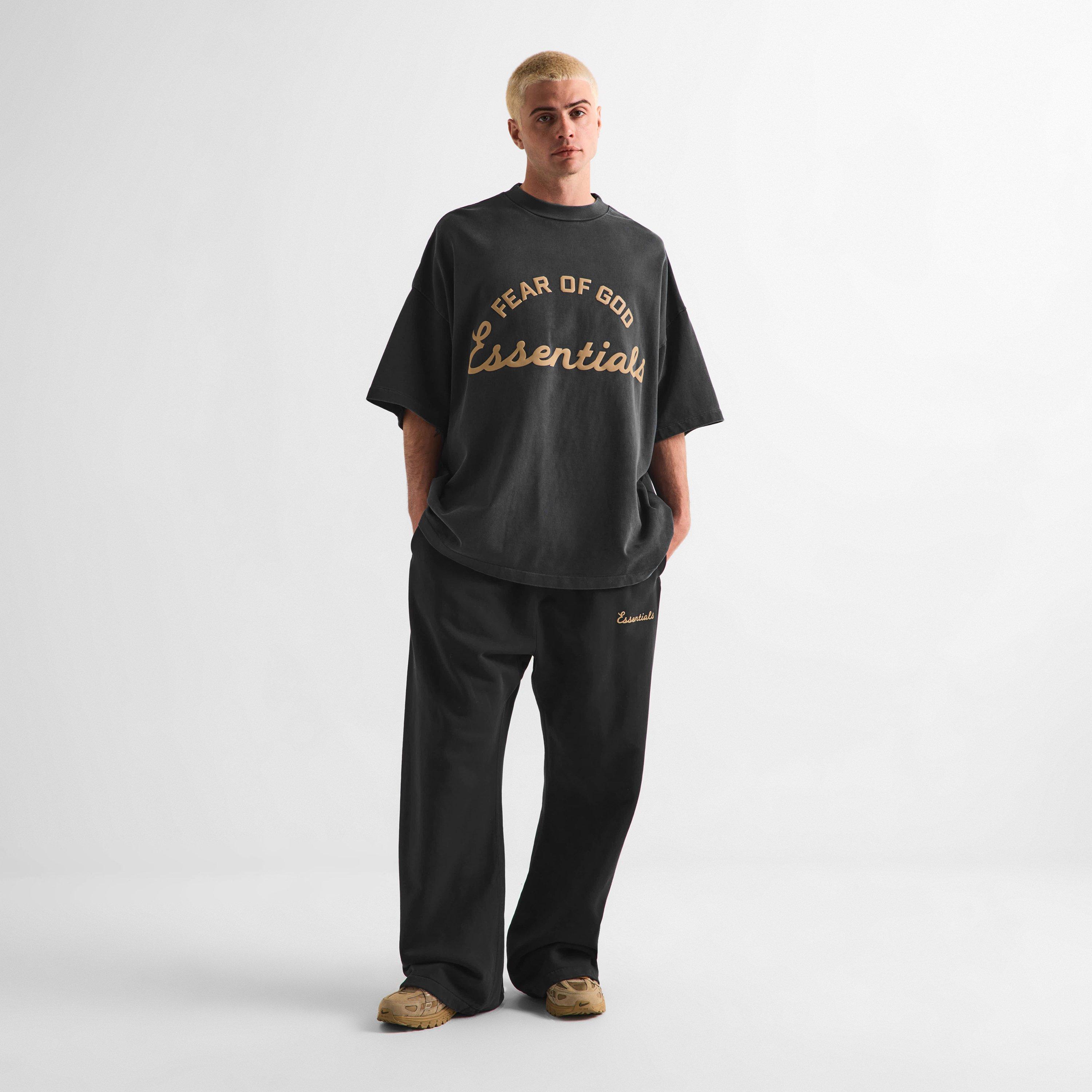 Black - Fear Of God Essentials - Men's Open Hem Fleece Jogging Bottoms - 6