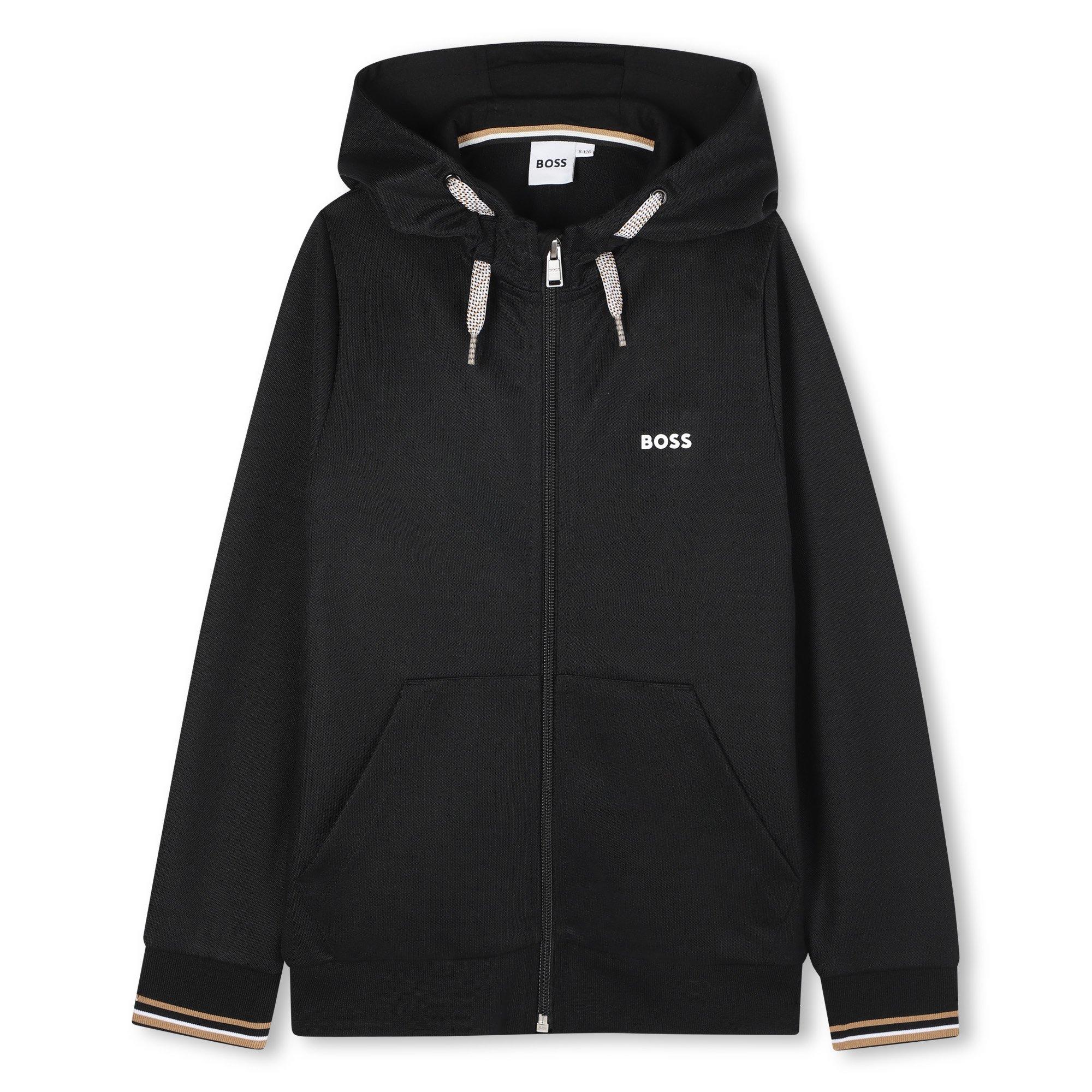 Black - Boss - Kids Full Zipped Hoodie and Joggers Tracksuit - 3
