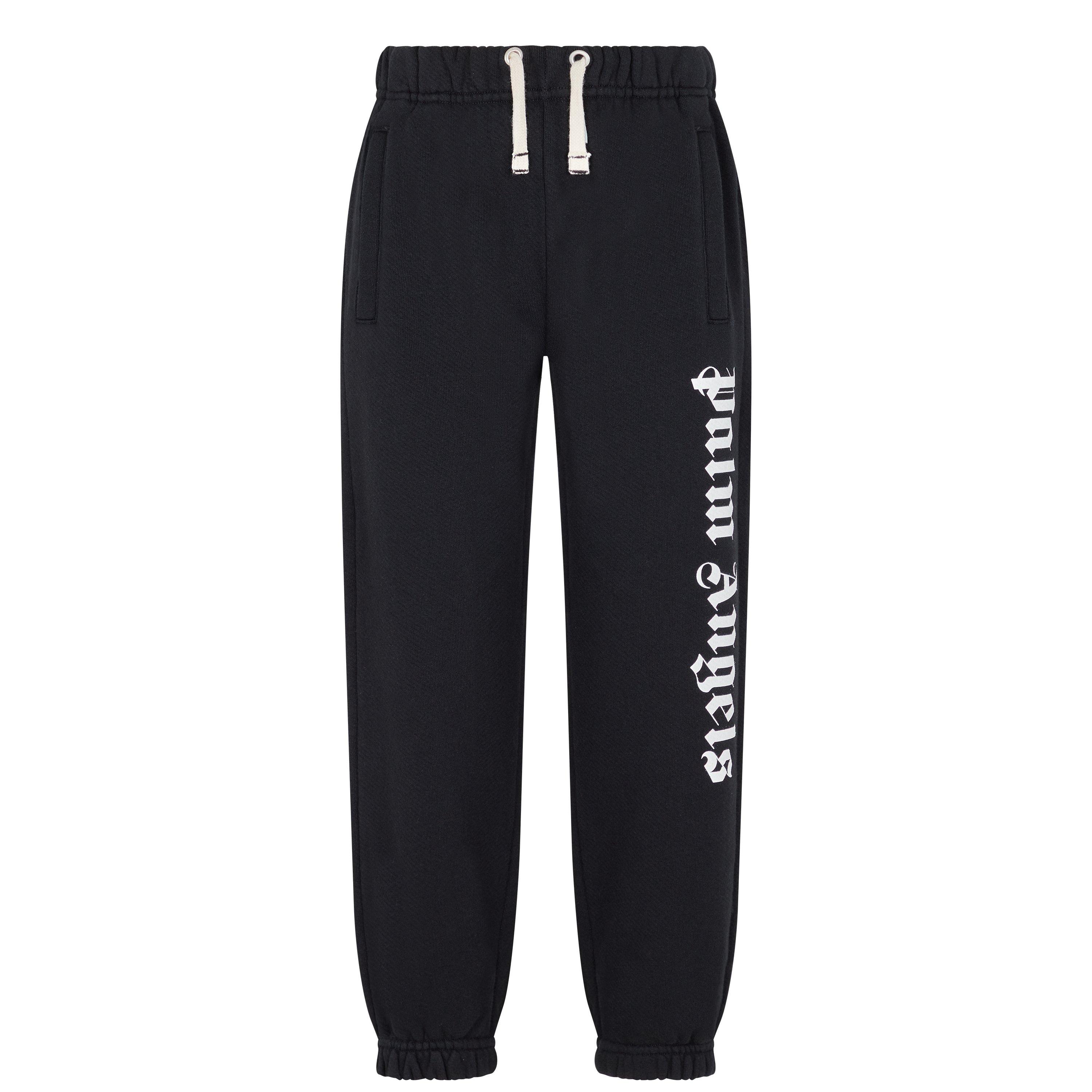 Palm Angels Boy's Logo Jogging Bottoms - Black Wht 1003 - 14 Years