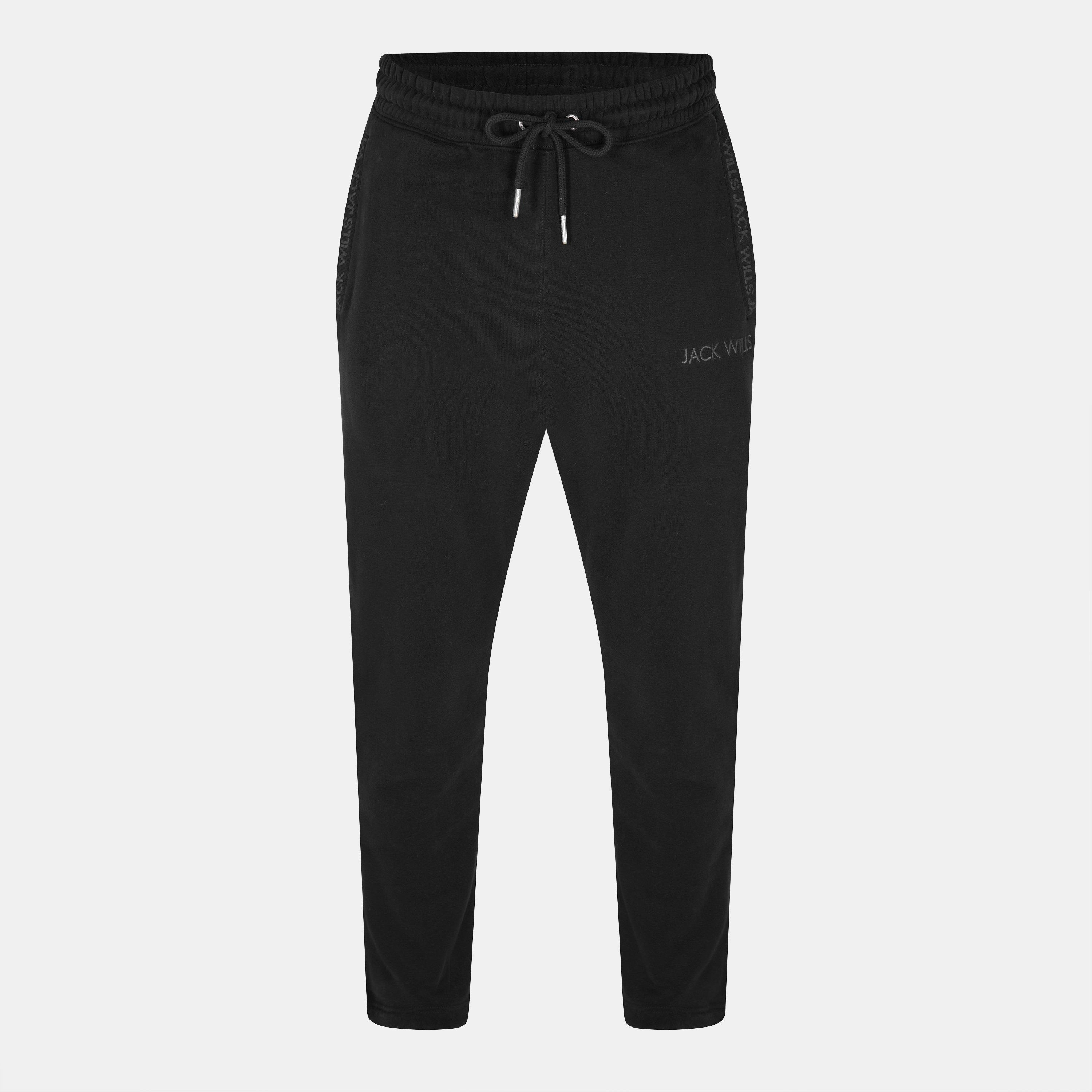 Jack Wills Men's Jw Jacquard Open Hem Fleece Joggers - Black - S