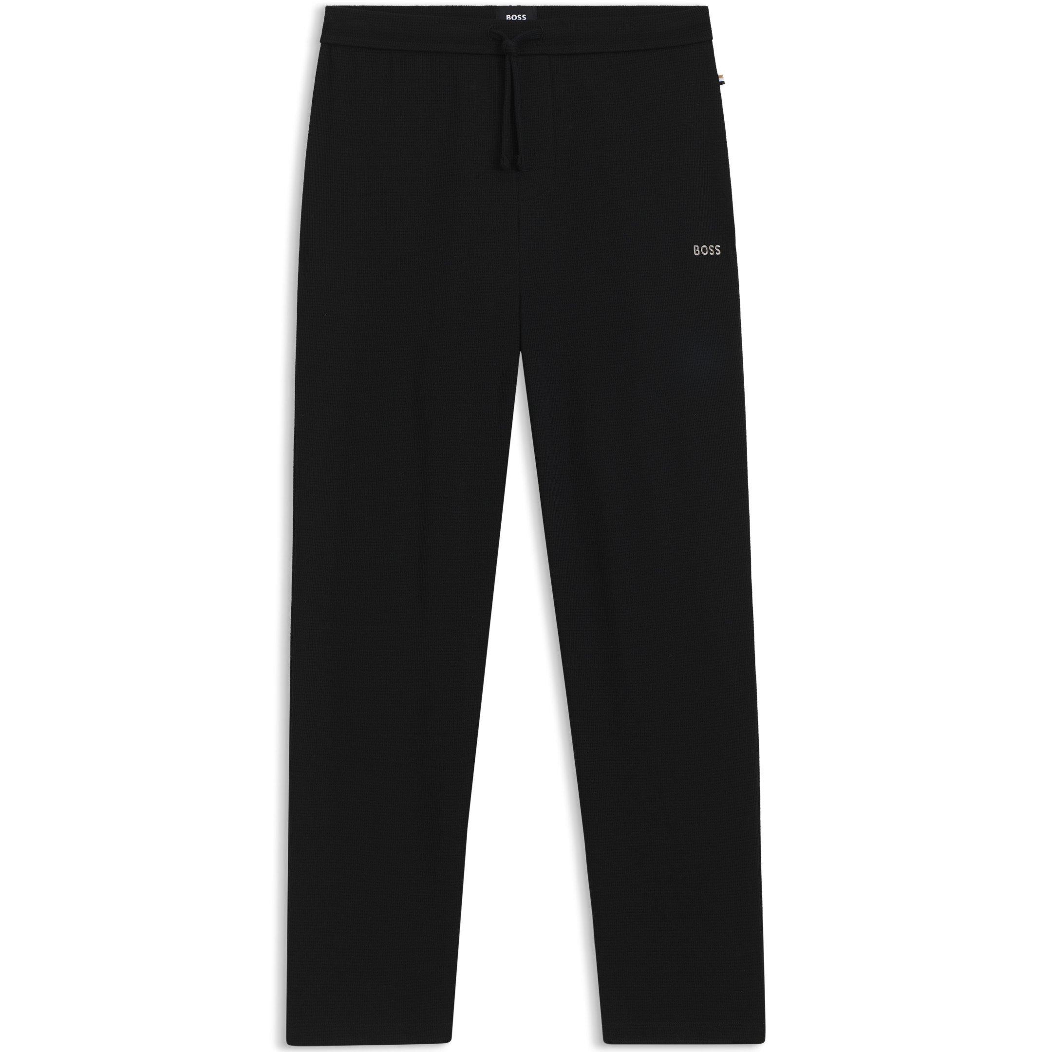 Boss Men's Waffle Open Hem Fleece Joggers - Black 001 - Large
