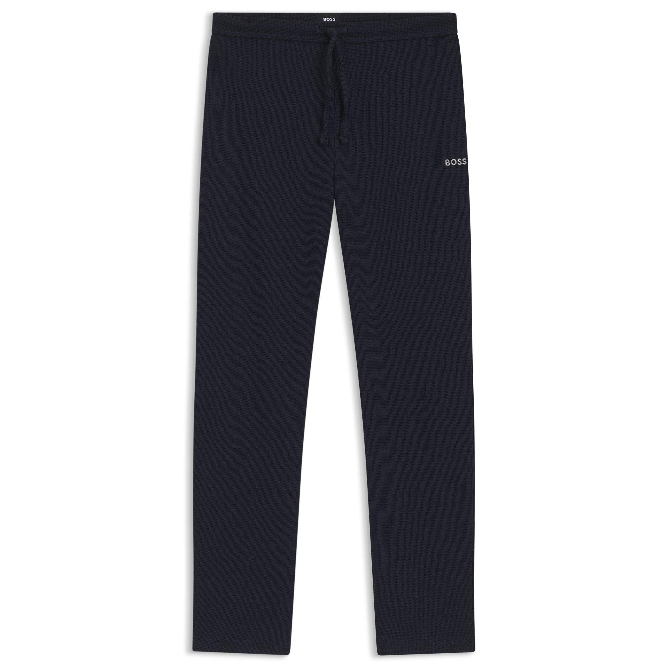 Boss Men's Waffle Open Hem Fleece Joggers - Dark Blue 403 - Small