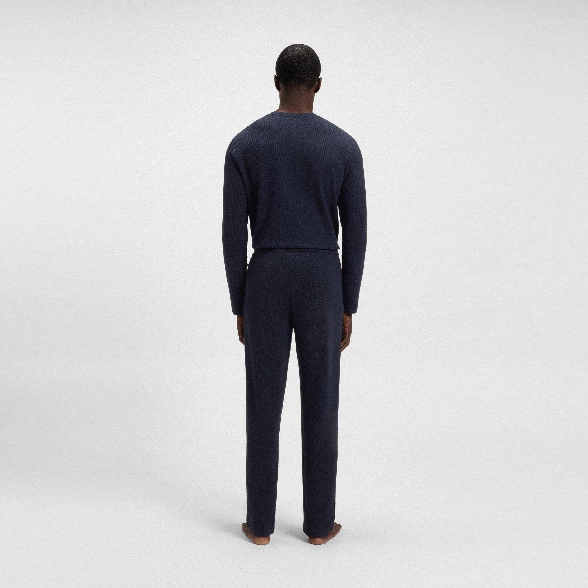 Dark Blue 403 - Boss - Men's Waffle Open Hem Fleece Joggers - 3