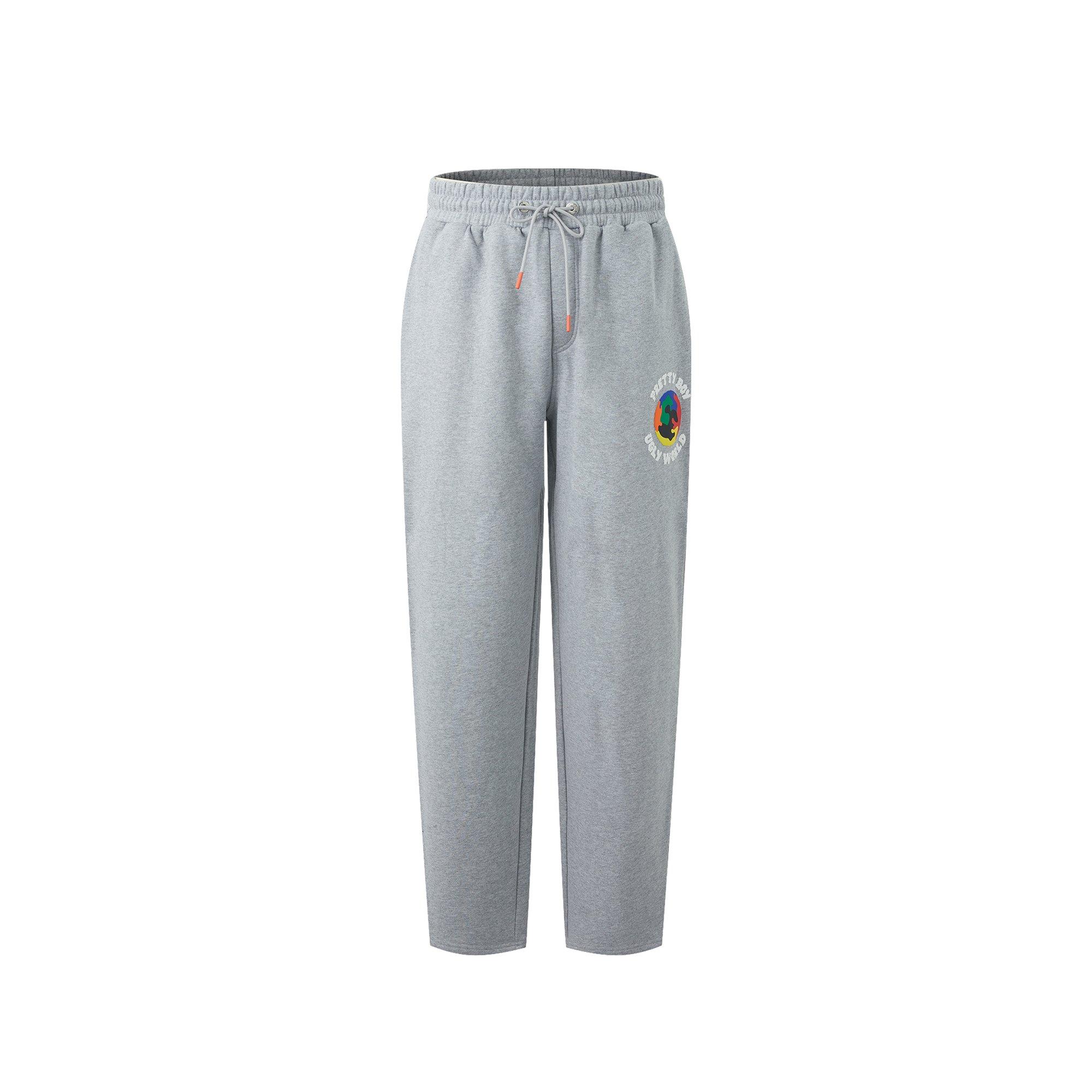 Grey/Multi - Pretty Boy Ugly World - The Pretty Boy Ugly World Open Hem Fleece Joggers Mens - 1