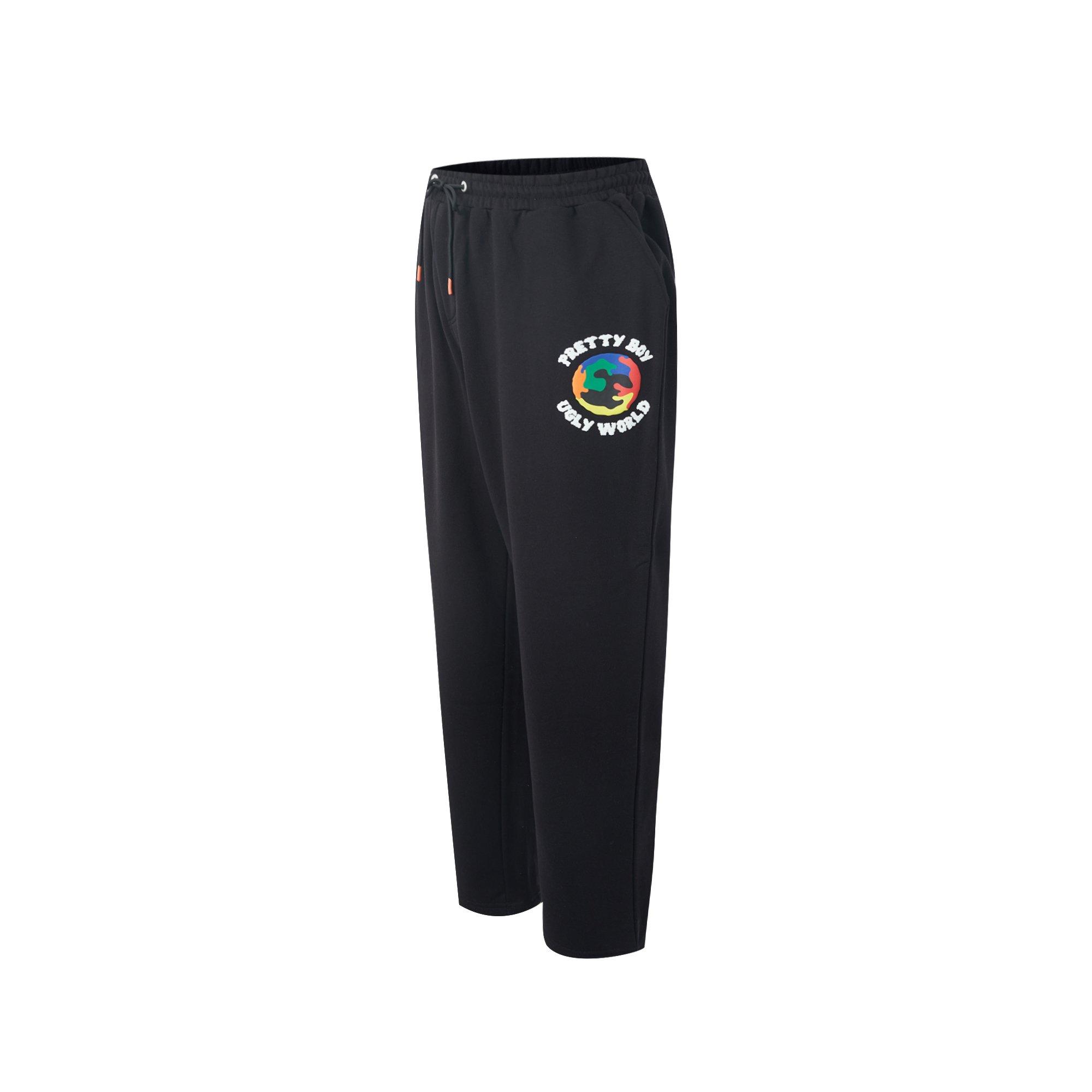 Black/Multi - Pretty Boy Ugly World - The Pretty Boy Ugly World Open Hem Fleece Joggers Mens - 2