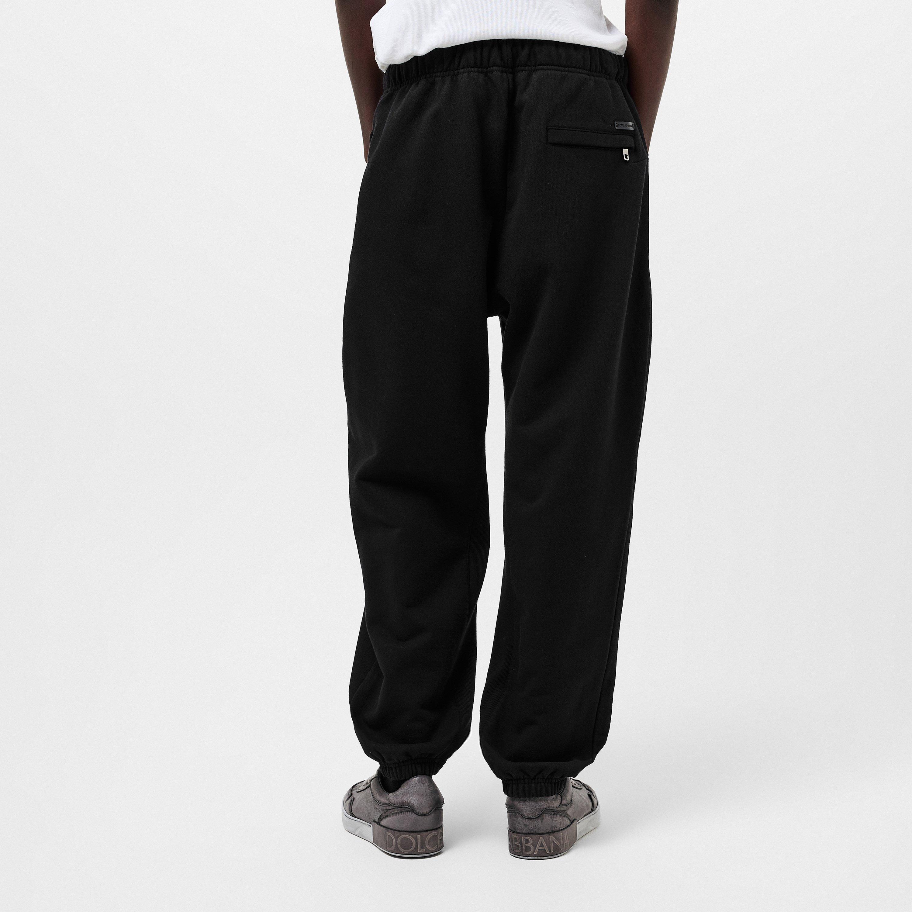 Nero - Dolce and Gabbana - Men's Open Hem Fleece Relaxed Fit Joggers - 4