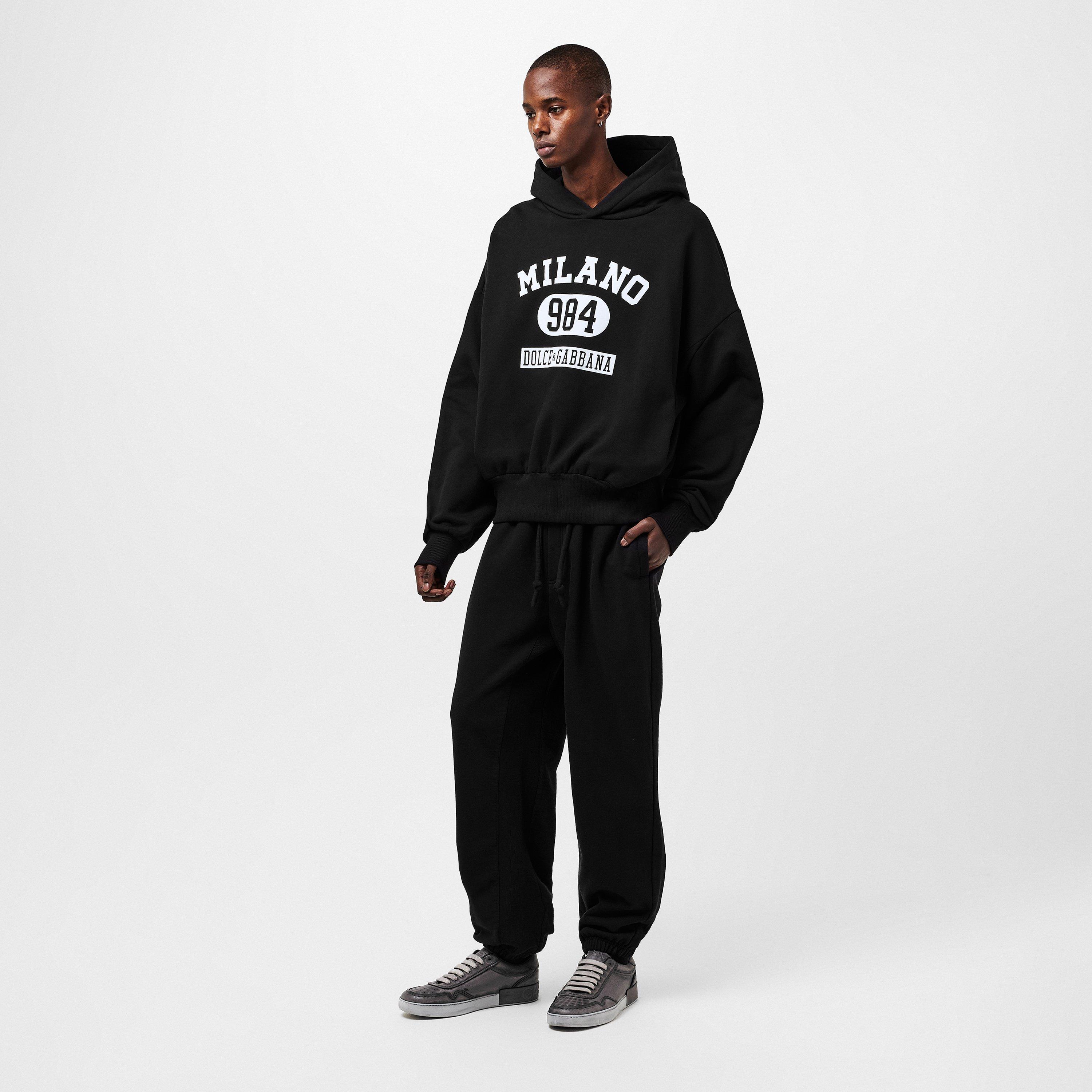 Nero - Dolce and Gabbana - Men's Open Hem Fleece Relaxed Fit Joggers - 6