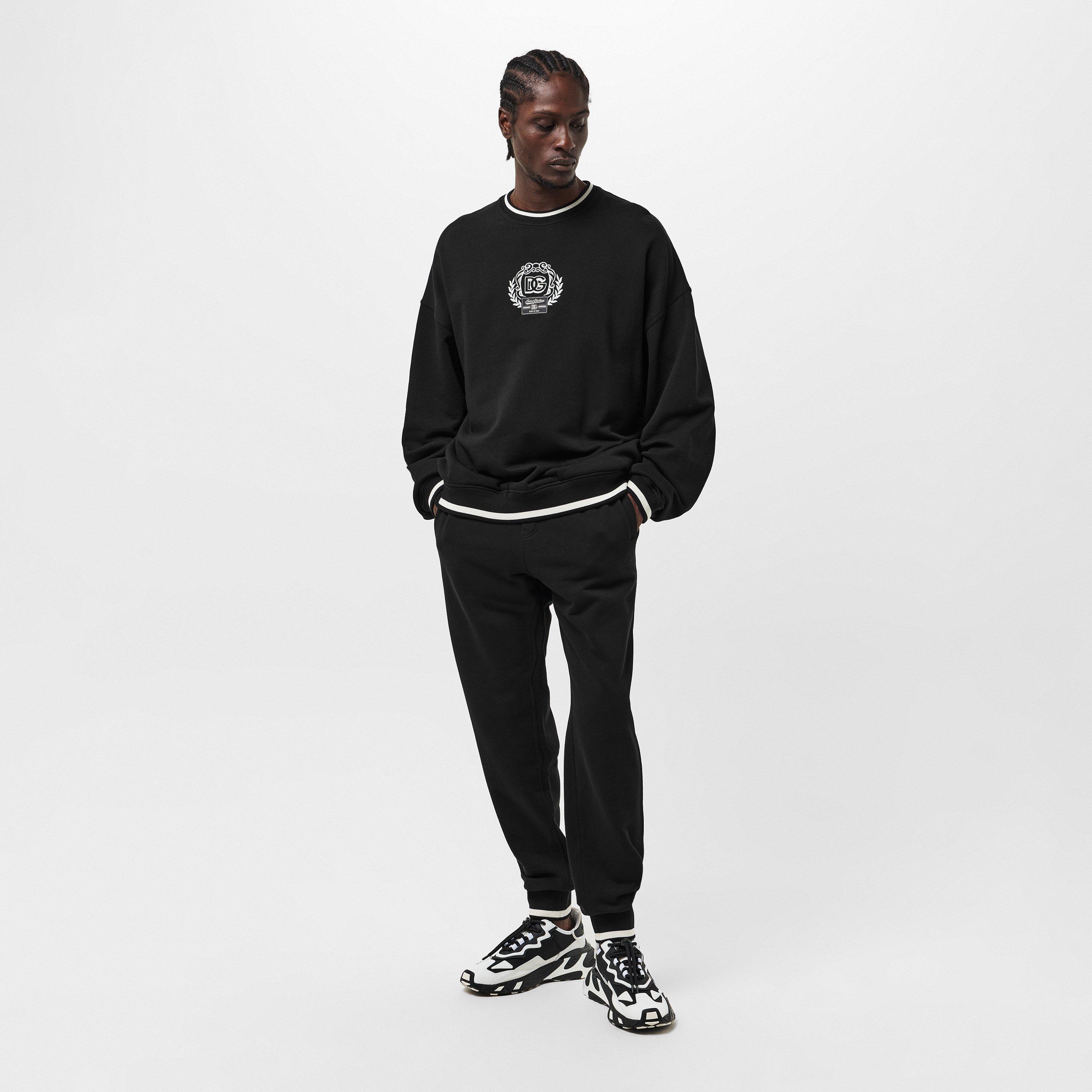 N0000 Nero - Dolce and Gabbana - Men's Open Hem Fleece Joggers - 6