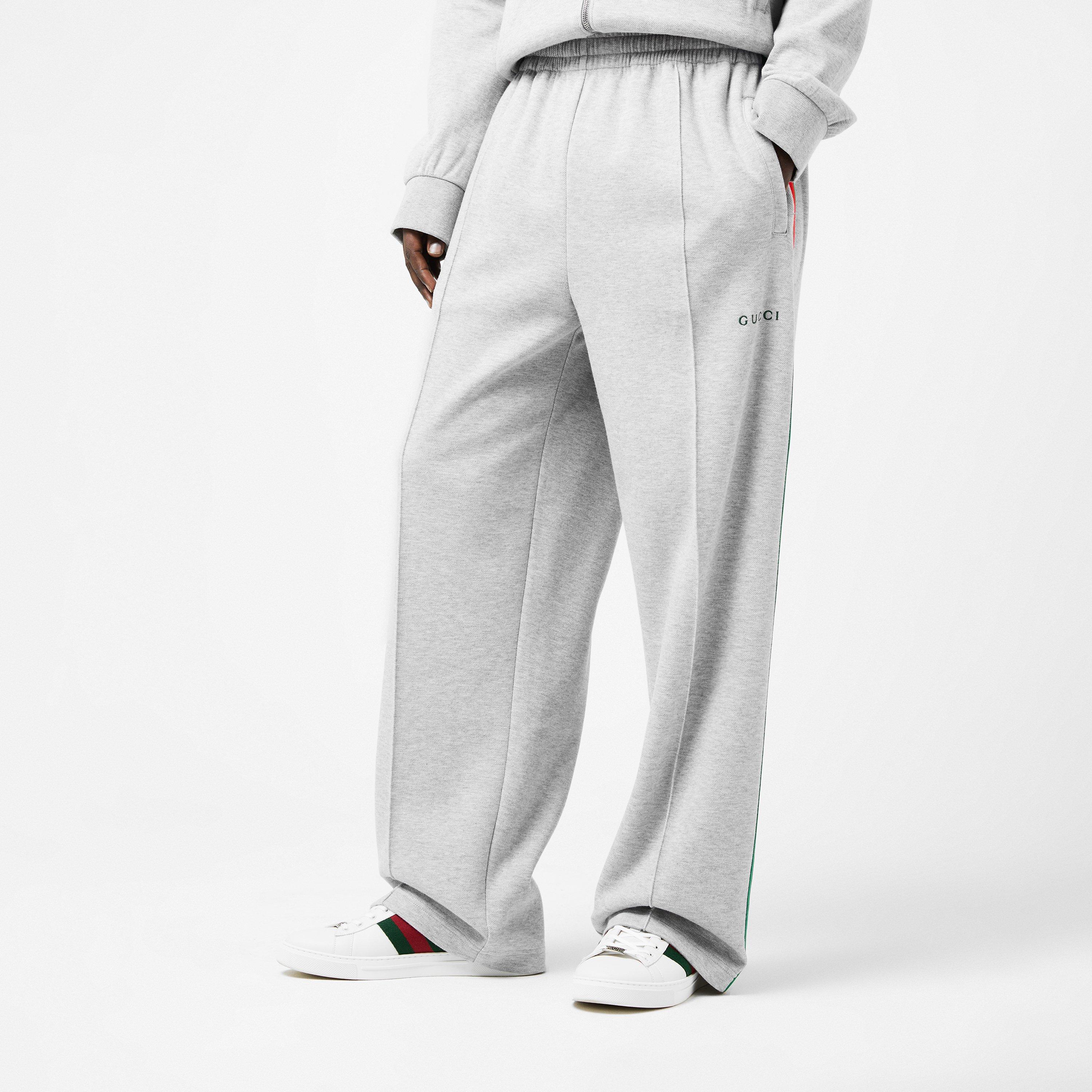 Grey Melange - Gucci - Men's Open Hem Fleece Joggers - 3