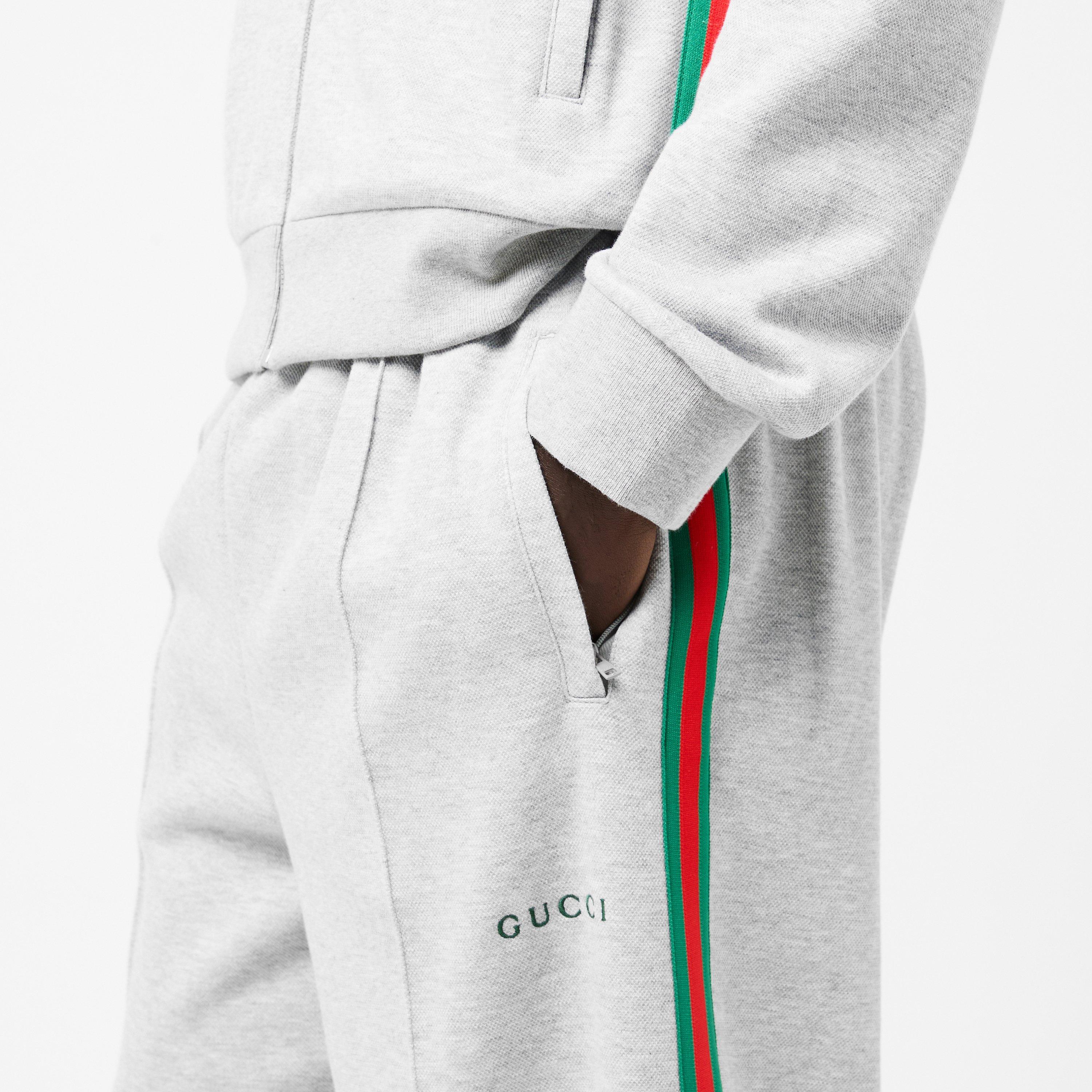 Grey Melange - Gucci - Men's Open Hem Fleece Joggers - 5