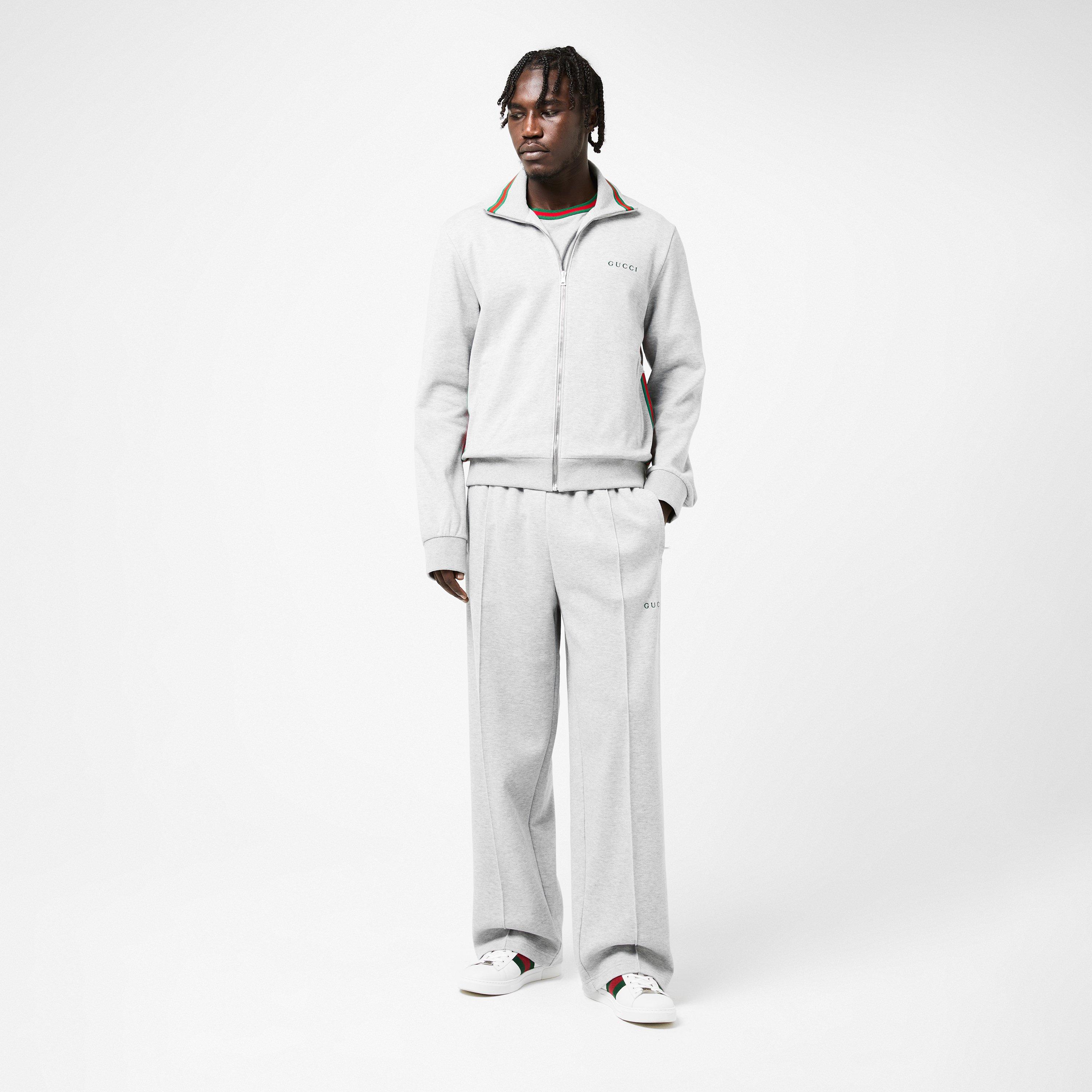 Grey Melange - Gucci - Men's Open Hem Fleece Joggers - 6