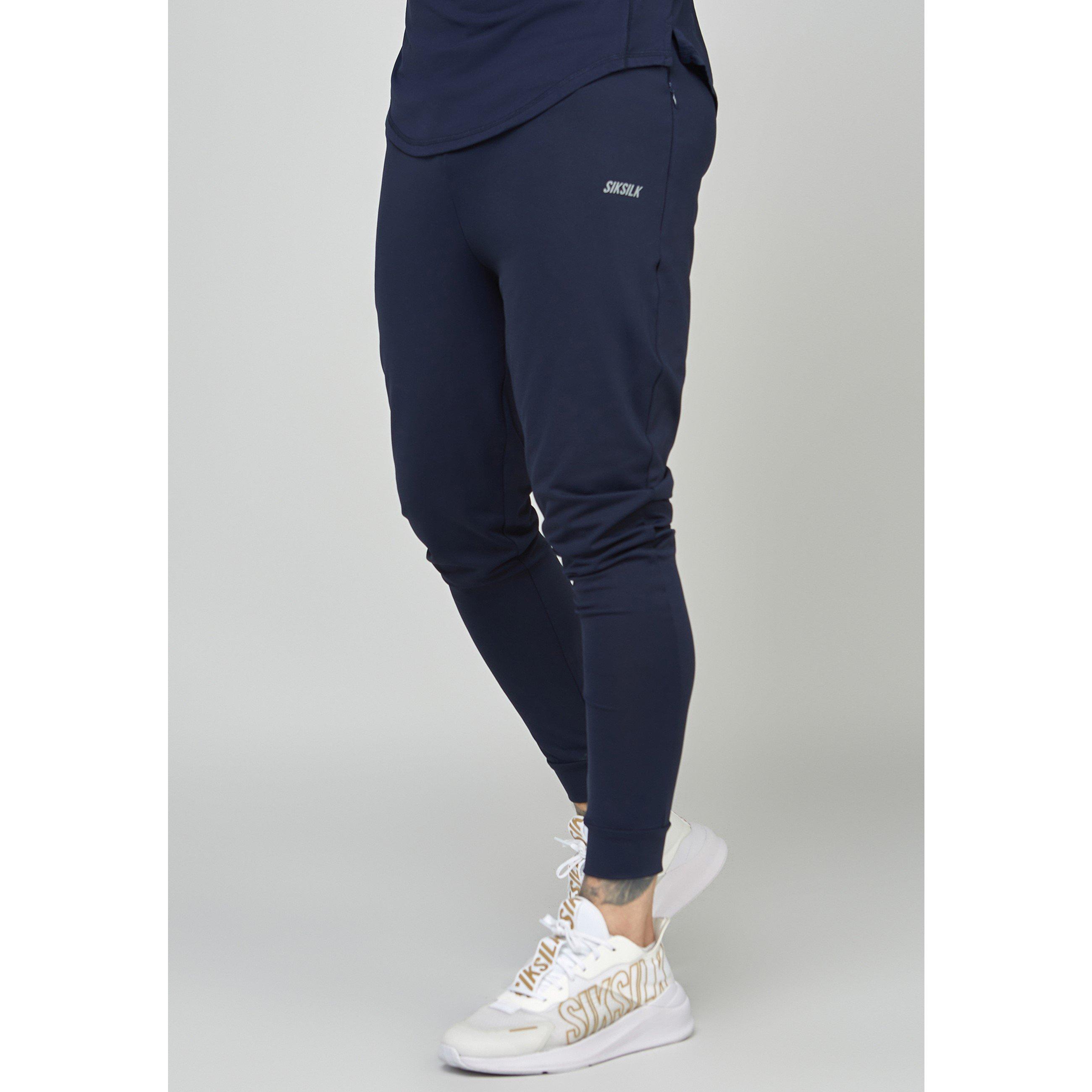 Navy - SikSilk - Men's Closed Hem Jersey Joggers - 1