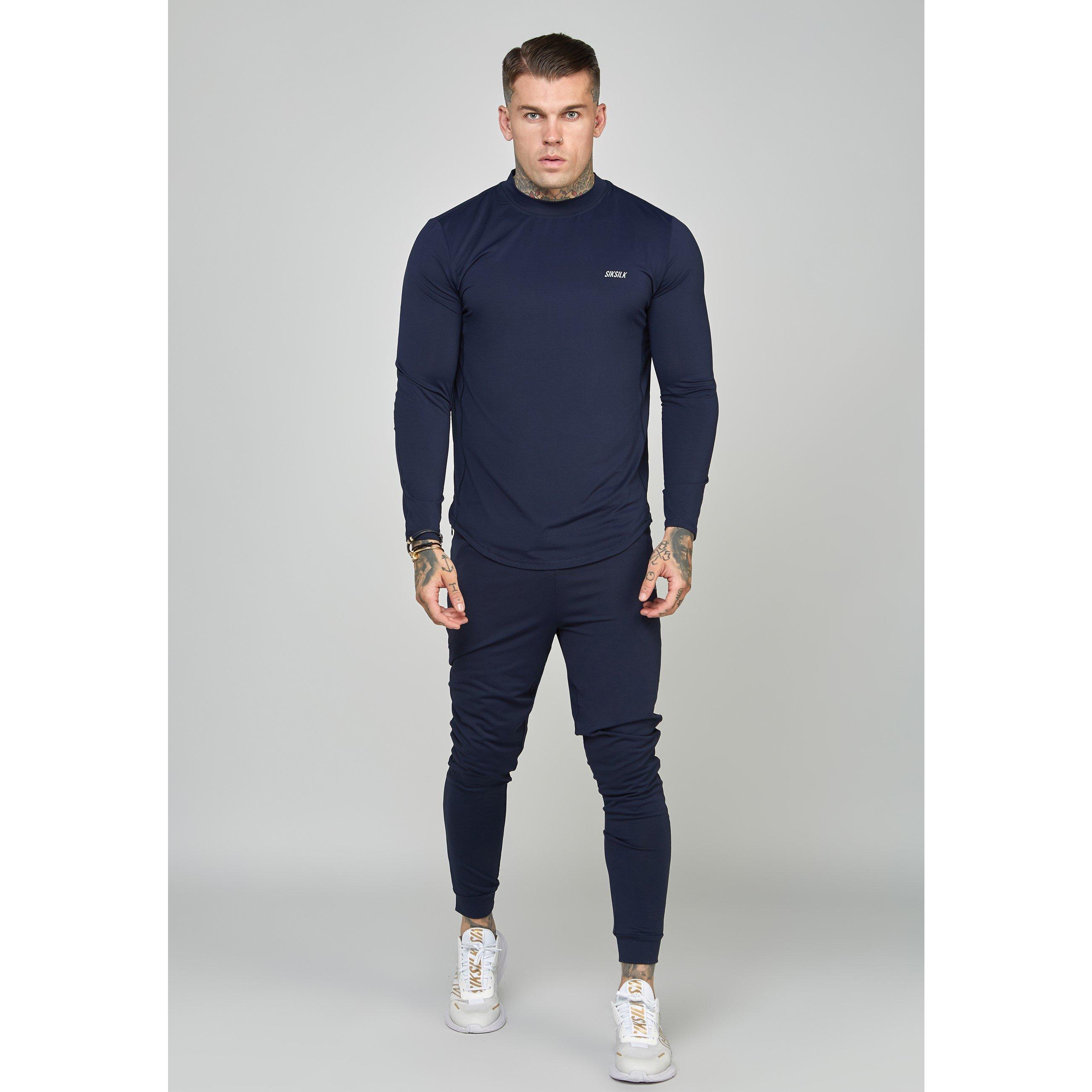 Navy - SikSilk - Men's Closed Hem Jersey Joggers - 3