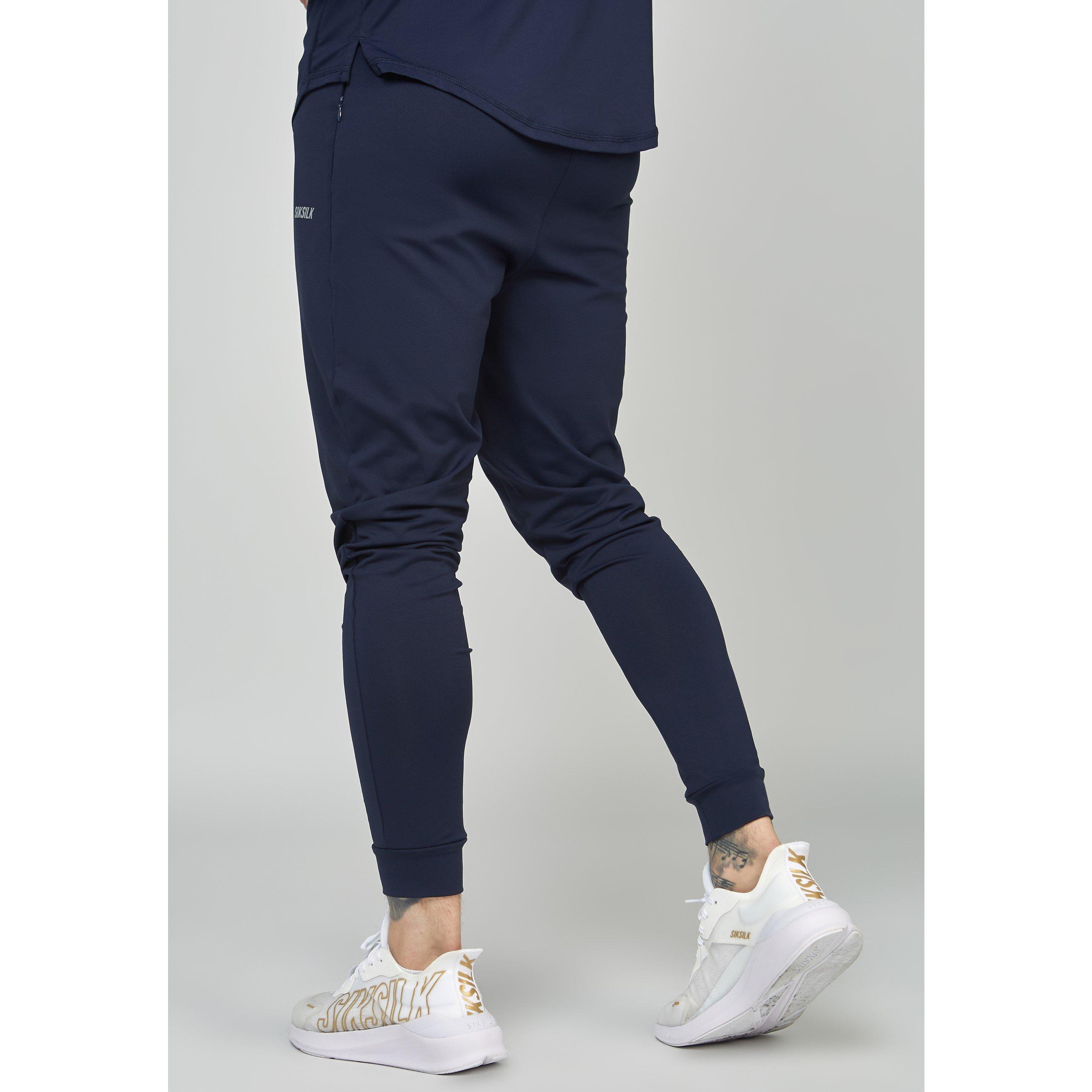 Navy - SikSilk - Men's Closed Hem Jersey Joggers - 4